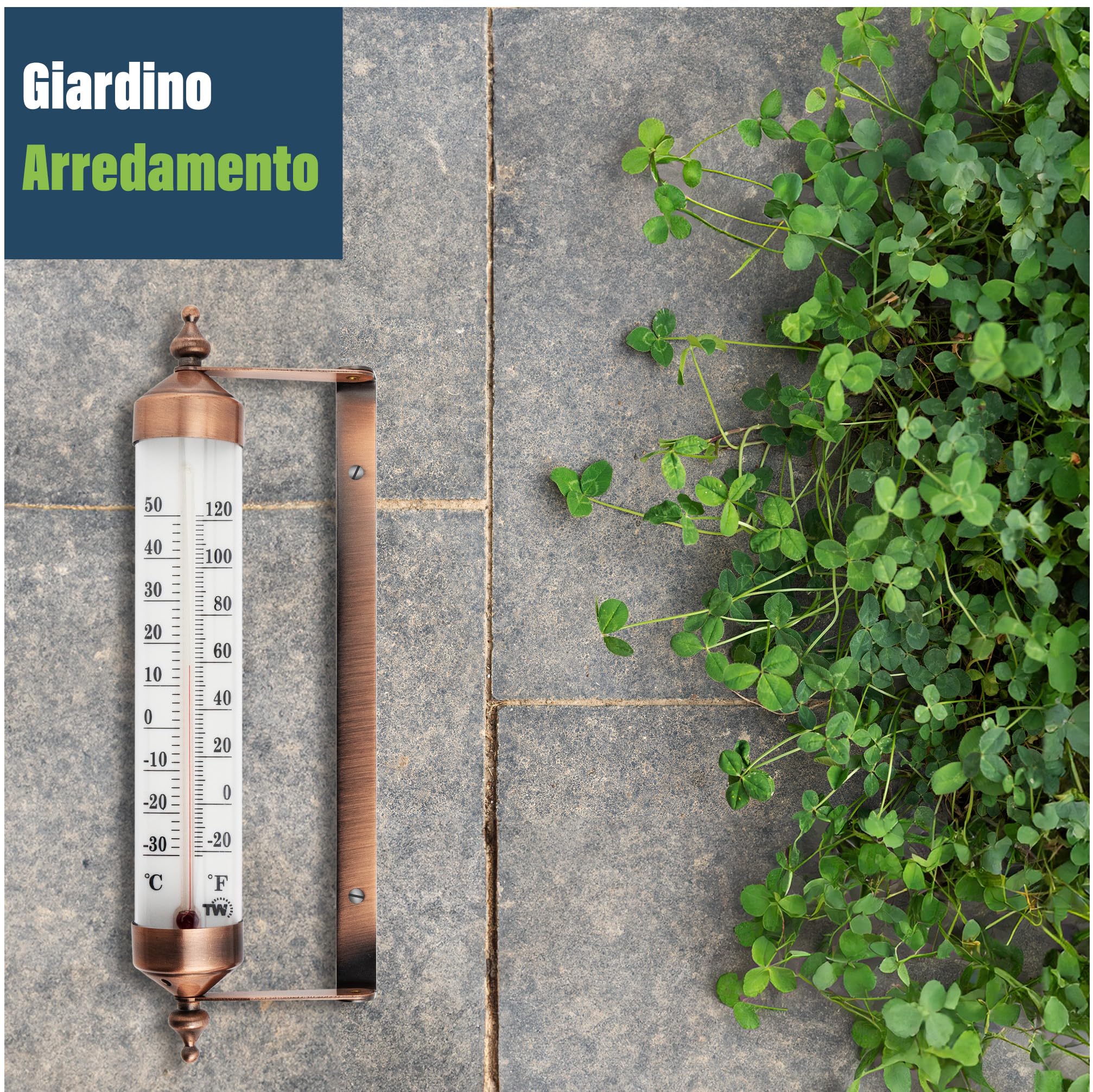 Termometro da esterno con design effetto bronzo, elegante termometro da giardino, adatto per esterni, per manometro di temperatura da parete, serra, garage, facile da appendere