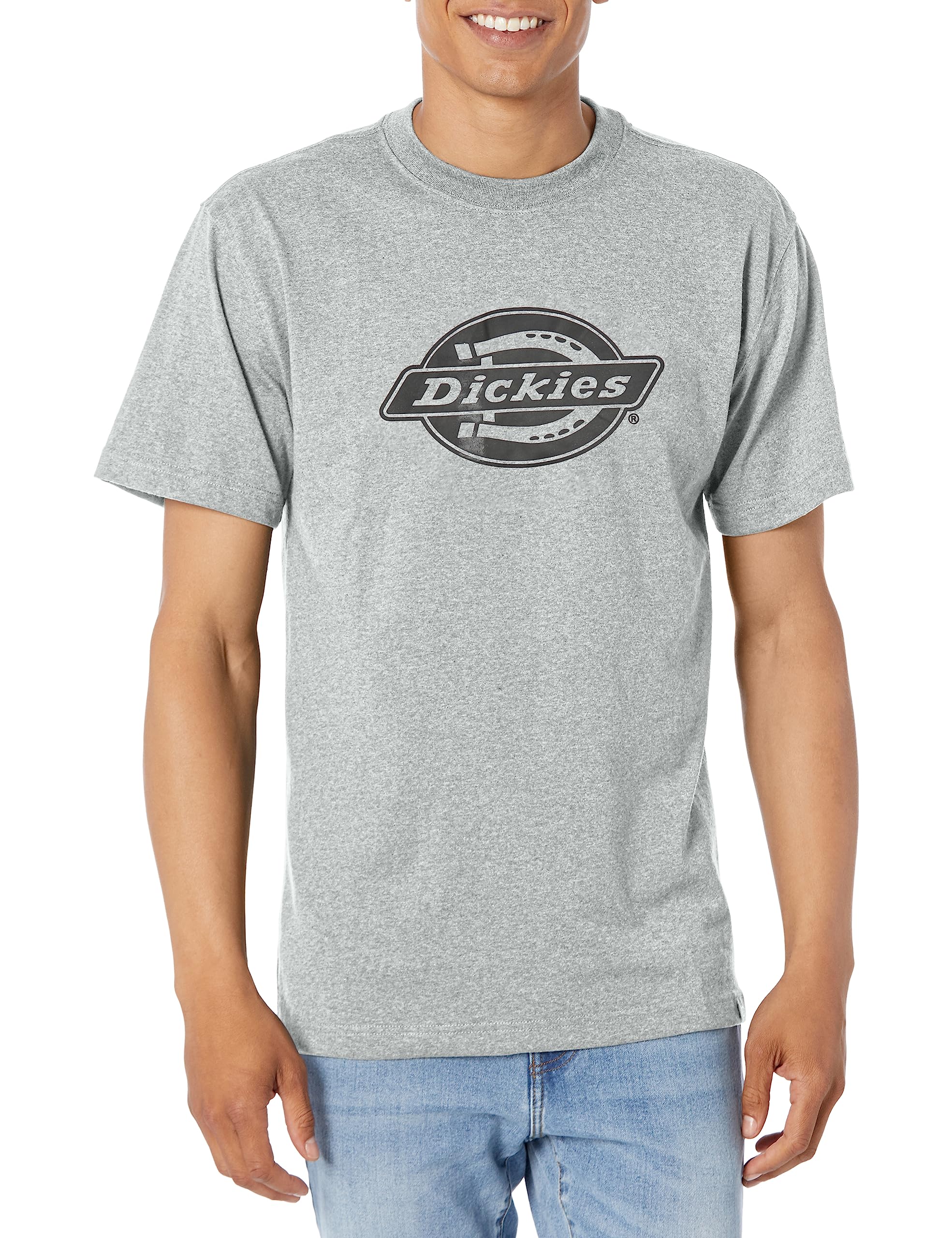 Dickies Men's Short Sleeve Heavyweight Logo T-Shirt, Heather Gray, 3XL Big Tall