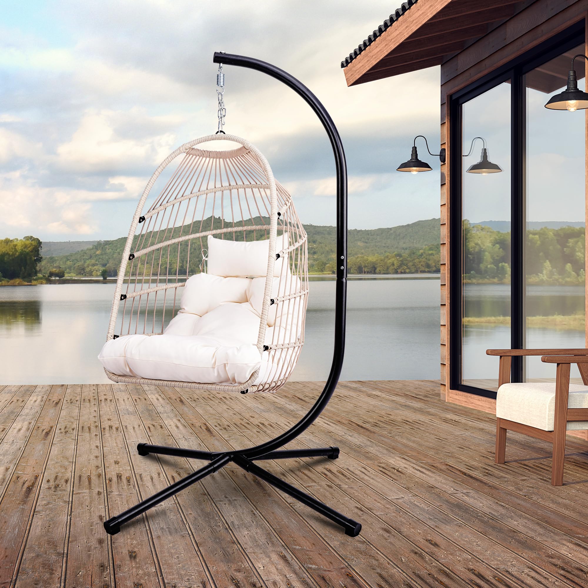 Foldable Hanging Egg Chair with Stand