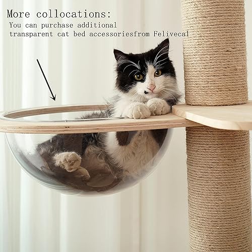 Miniatura 3 de Torre de árbol de madera para gatos de piso a techo para gatitos y gatos grandes con postes rascadores de cuerda de sisal natural, altura de la base