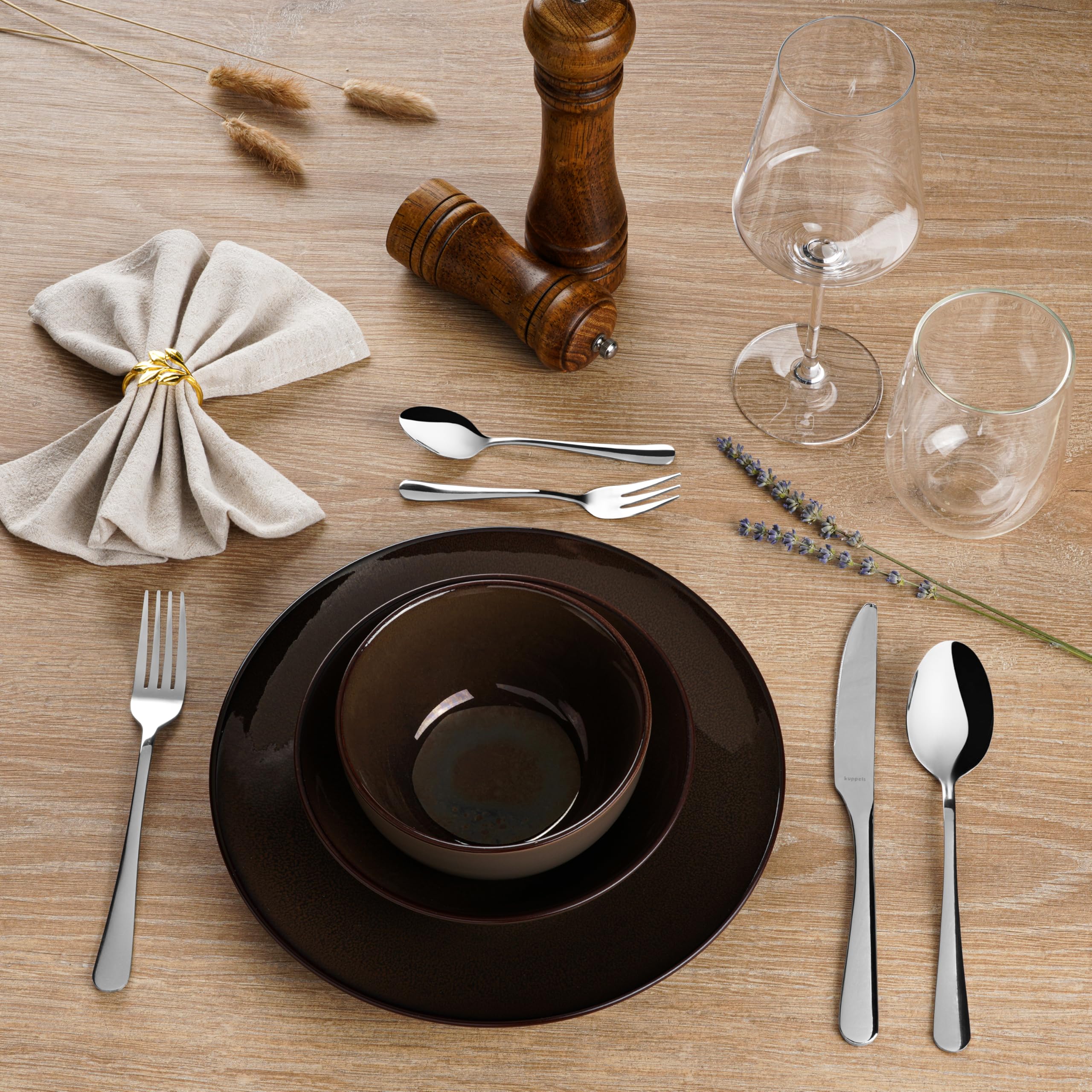 Kuppels Delia Set de couverts 30 pièces | Couverts à dîner pour 6 personnes | Couverts tendance modernes | Acier inoxydable 18/0 poli miroir | Passe au lave-vaisselle