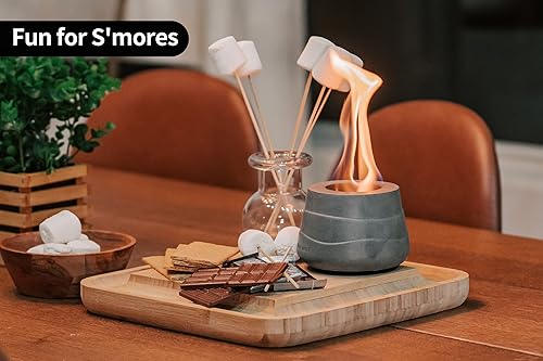 Miniatura 3 de Kante Fogata de mesa de hormigón con base gris oscuro de 6 pulgadas, hoguera de etanol para interiores y exteriores, cuenco portátil de mesa con