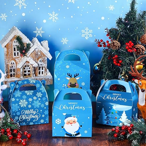 Miniatura 5 de Qeeenar 48 cajas de golosinas de invierno para fiestas, regalos a granel para regalar galletas, dulces, golosinas 3D, lindo embalaje de cartón con