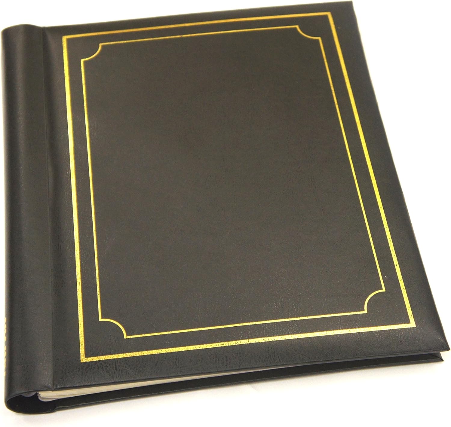 Deluxe Gold Stamp Cover Large 20 Sheet Self Adhesive Magnetic Page Photo Album - Black