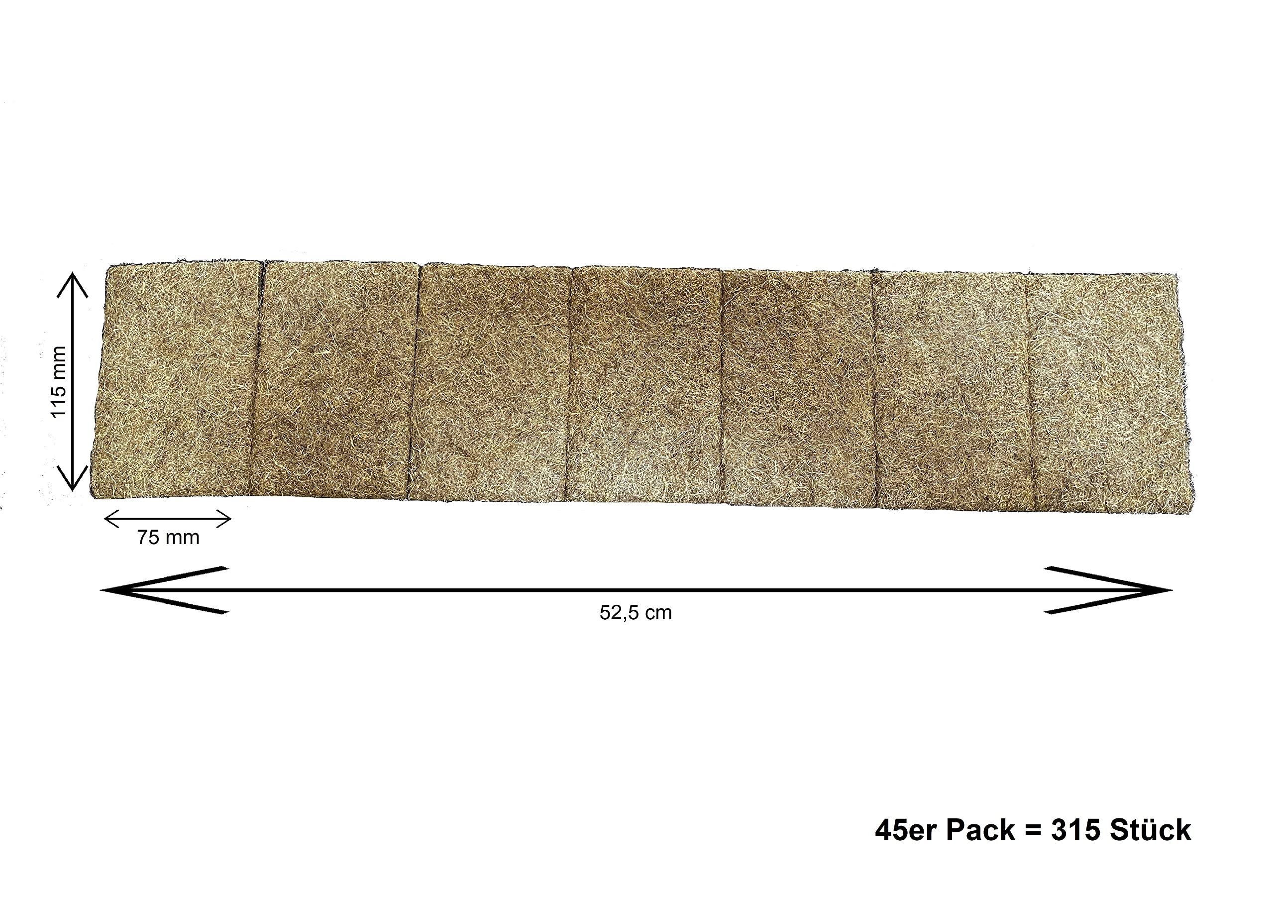 Anzuchtmatte aus 100% Hanf, 115x75 mm, 1cm Dick, 7er Kette, 45er Pack, 315 Stück (0,35€/Stück) für Tray 1020, Pflanzgefäße, Innenbereich und Außenbereich