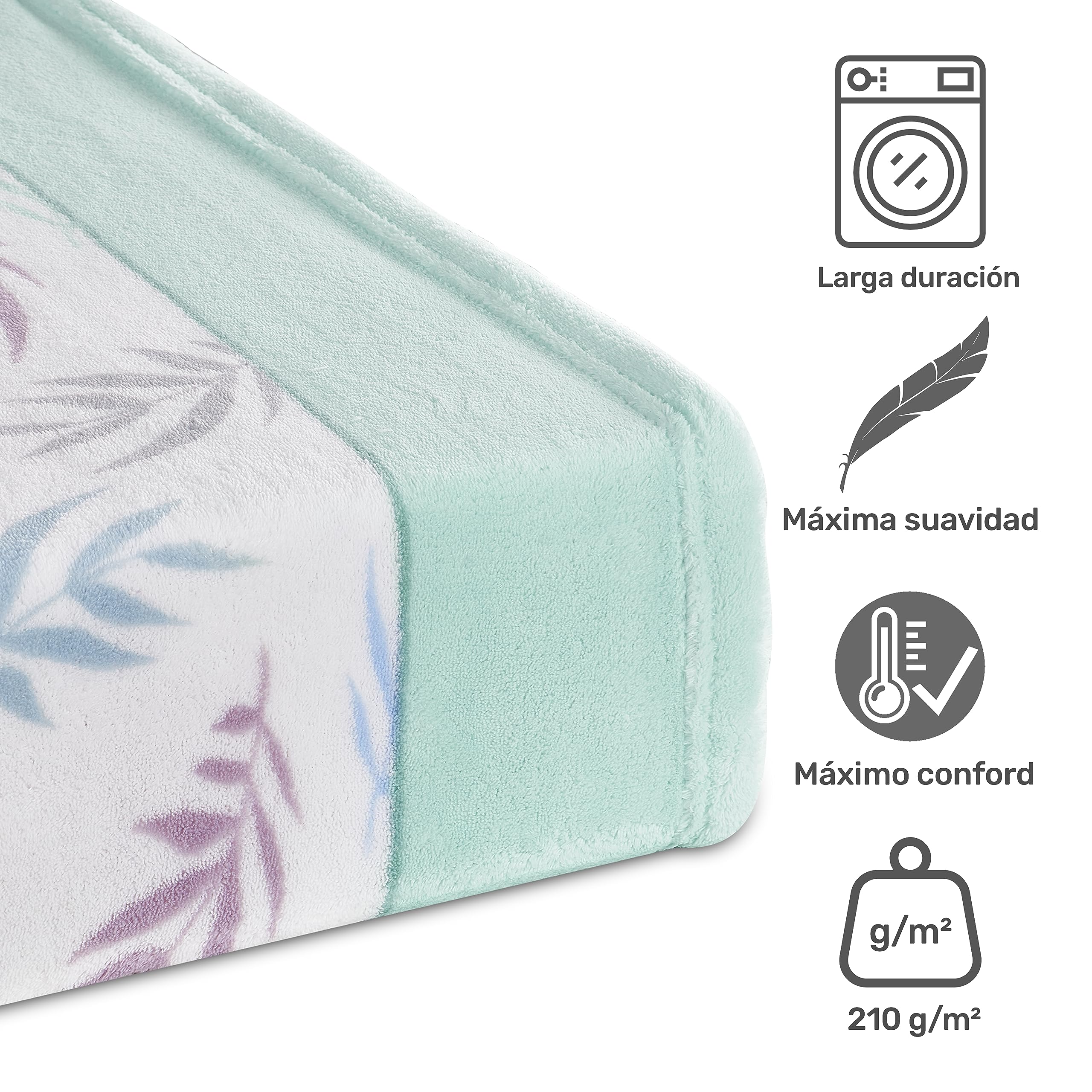 DECASATEXTIL – Juego de sábanas coralina Extra Suave- 3 Piezas– Sabanas de Invierno - Doble perchado – Sabana Bajera, encimera y Funda Almohada - Cama 90 cm -Coco Menta