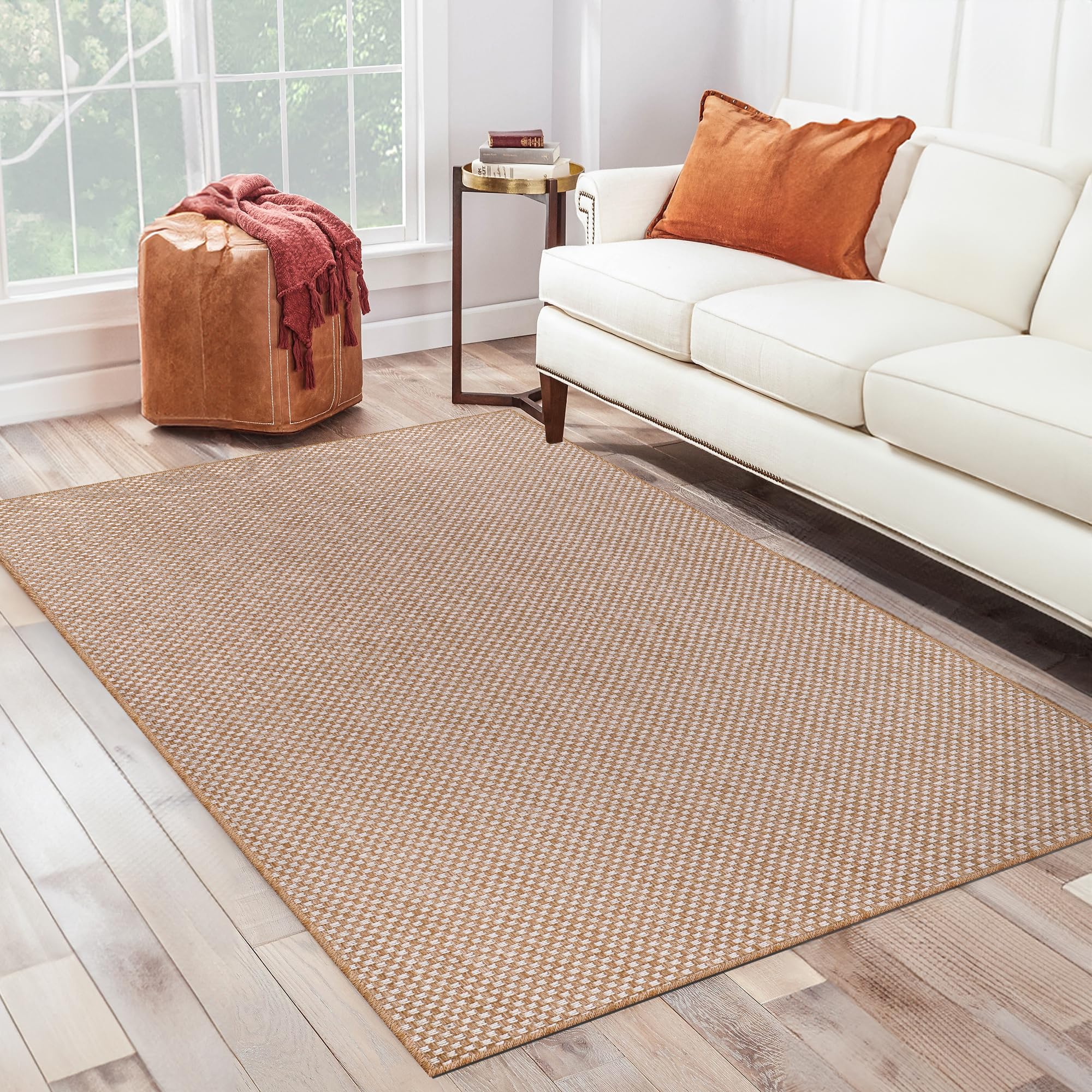 NETLINE HOME Rugs Living Room, Non slip, Washable Area Rug, Beige Rug