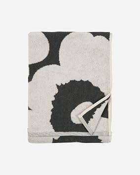 MARIMEKKO Unikko Terry Cotton Hand Towel Organic Charcoal Floral Patterned Hand Towels 28 in x 20 in