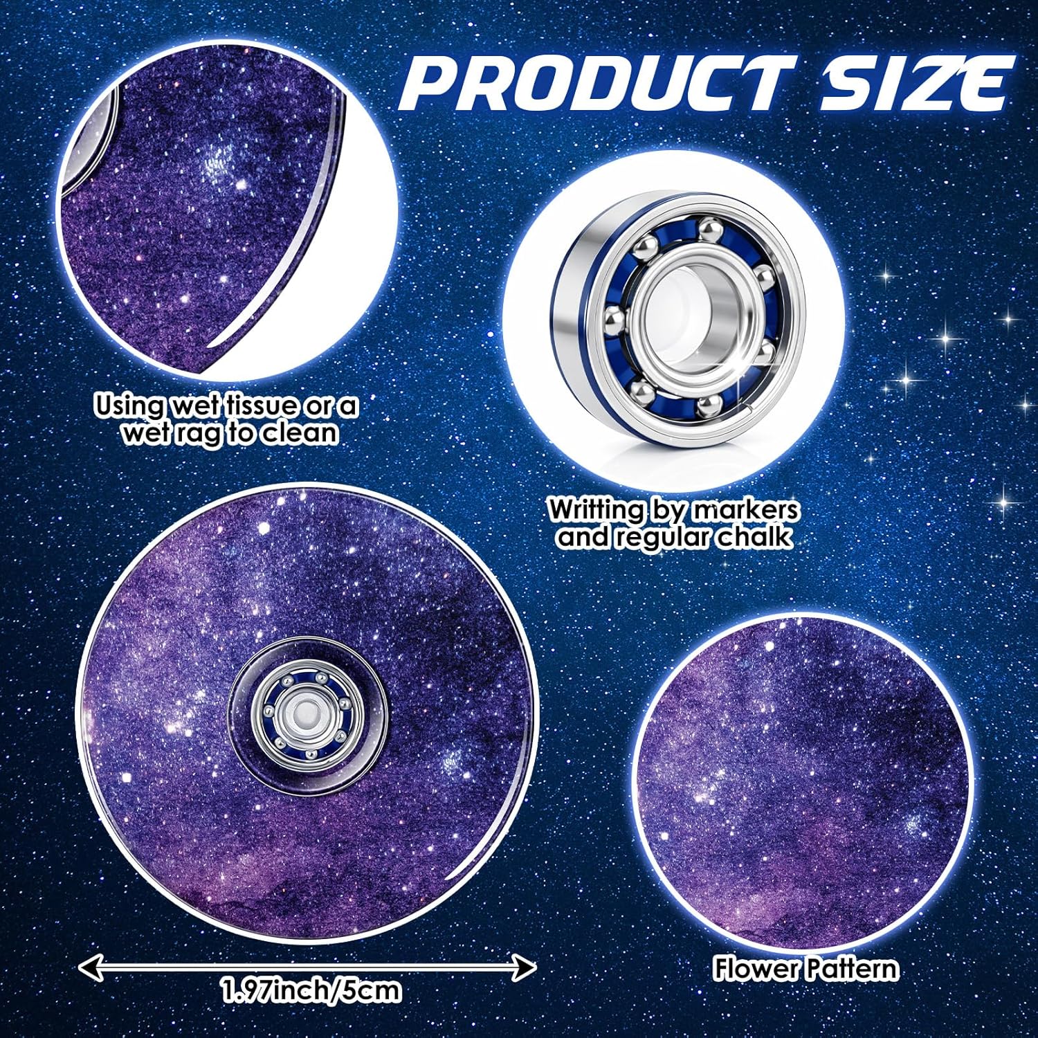 Hungdao 24 Pack Galaxy Fidget Spinners Bulk, 1.97 Inches Mini Fidget Spinners, Galaxy Birthday Party Favors for Adult, Goodie Bags Stuffers, Rewards Carnival Prizes, Sensory Play