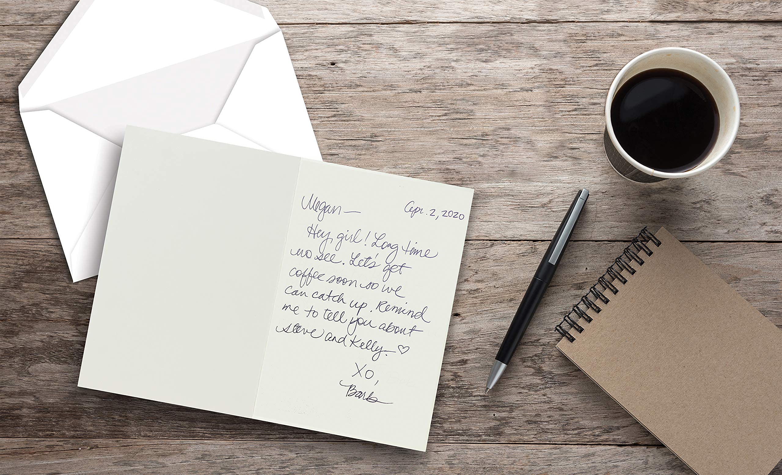 Tarjetas de felicitación de Hello para todas las ocasiones, 100 unidades, 4 x 6 pulgadas, 4 elegantes diseños de cubiertas, en blanco interior, por Better Office Products, Thinking of You, tarjetas
