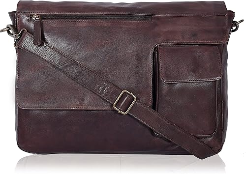 Bolso de mensajero para laptop de cuero real para hombres y mujeres maletín de hombro para computadora oficina universidad estudiante Negro -