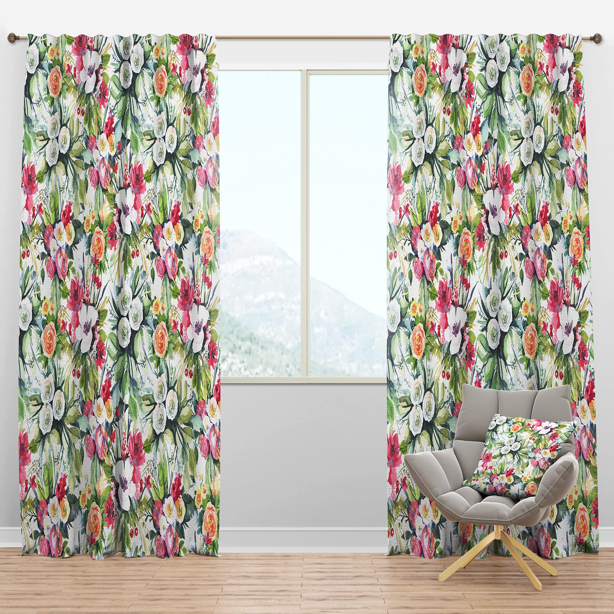 Rideau occultant floral abstrait DesignQ pour l'ambiance cosy du salon