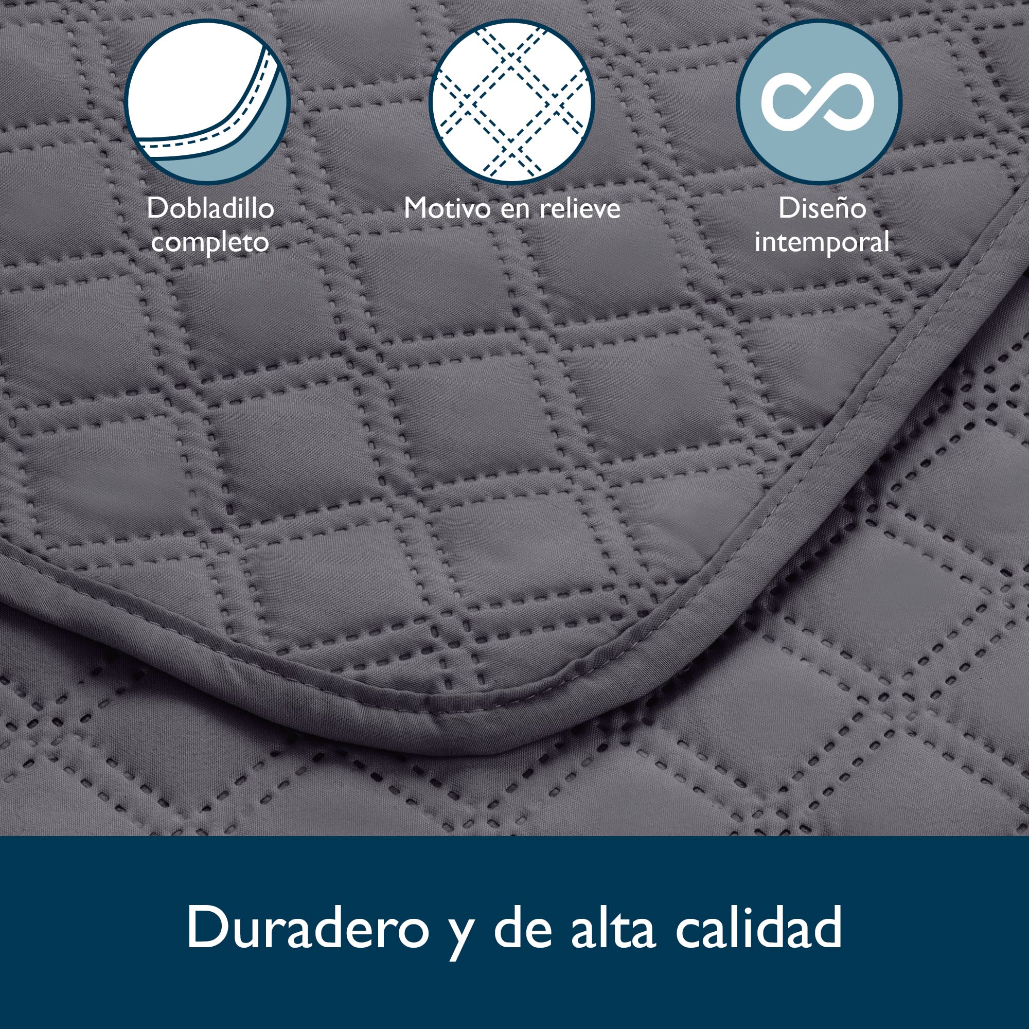 Beautissu Cubrecama 240x260 cm Colcha Olivia - Plaid para Cama y sofá en Aspecto Acolchado - Manta Grande Transpirable Elegante Manta de Cama - cubrecamas con Estilo y Color Antracita
