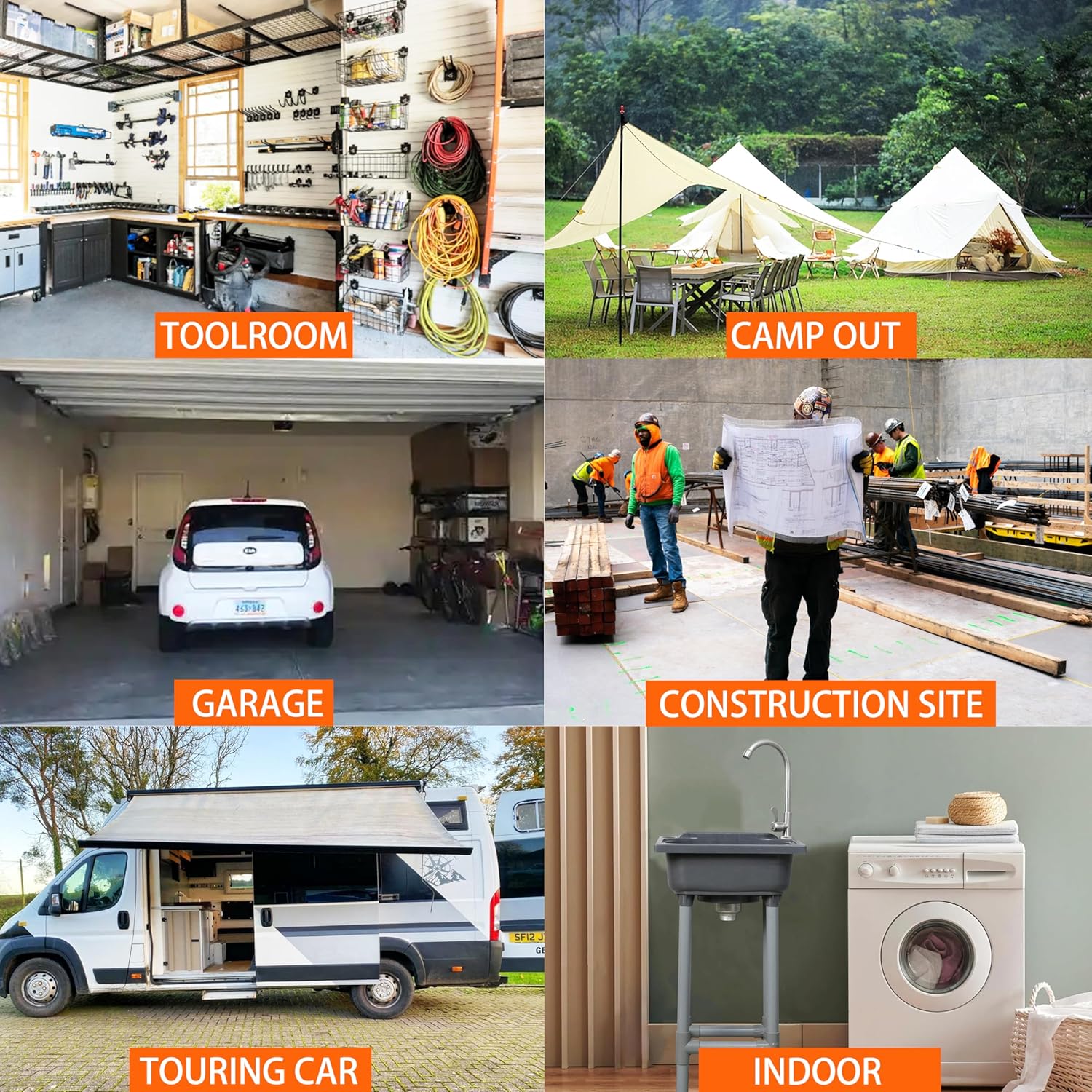 Freestanding Single Bowl Utility Sink, Kitchen Wall-Mounted Sink 15.1 x 11.2 Inch With 1.26 inch faucet hole, Plastic Sinks for Home, Restaurant, Dorm, Garage, Bathroom,Laundry (grey)