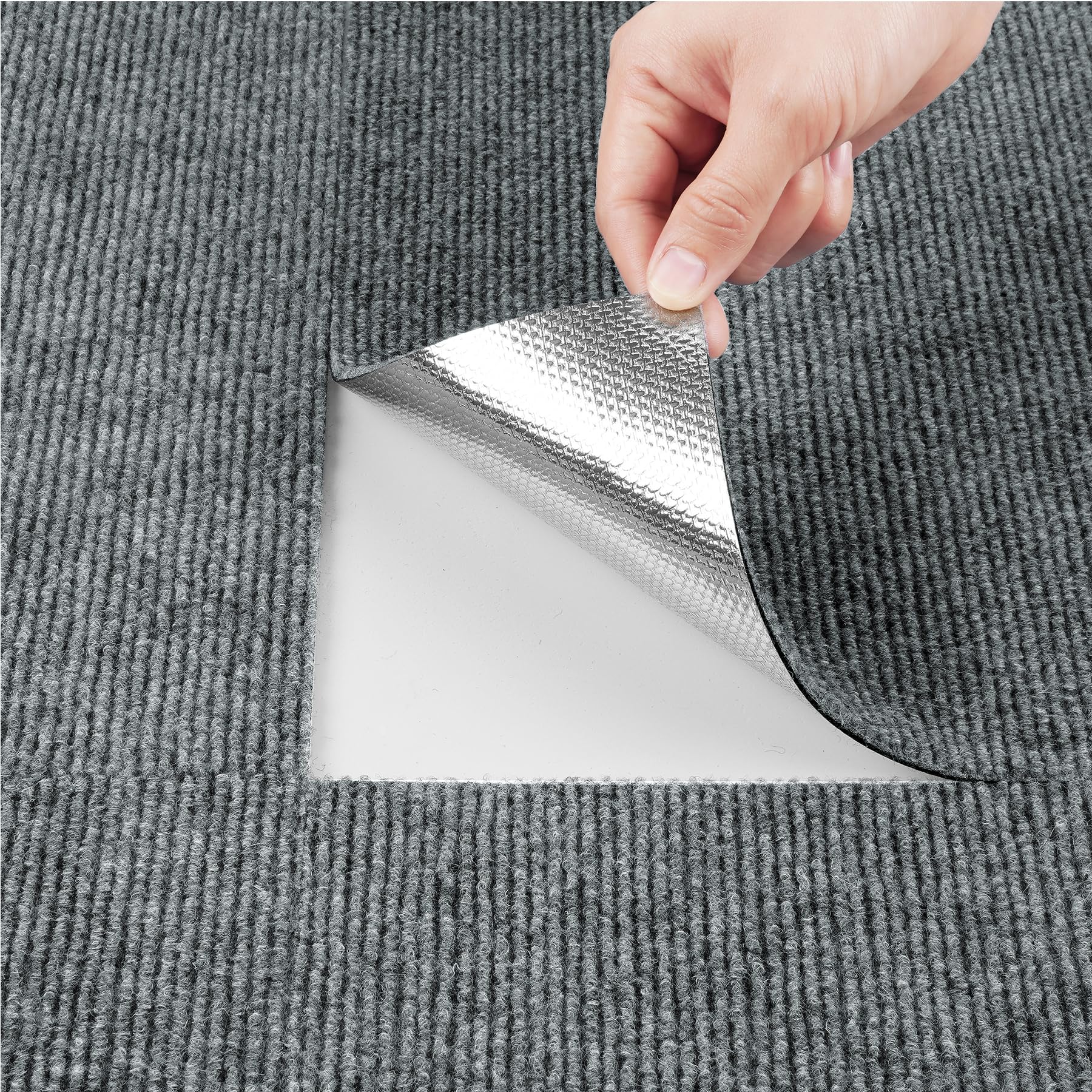 Livelynine Moqueta Adhesiva Suelo Gris Claro Antideslizante Baldosas de Moqueta Habitación Salon 30x30CM Resistentes Moqueta para el Suelo Hogar Oficina Comercio Plaquetas Suelo Moqueta Gris, 4 Piezas