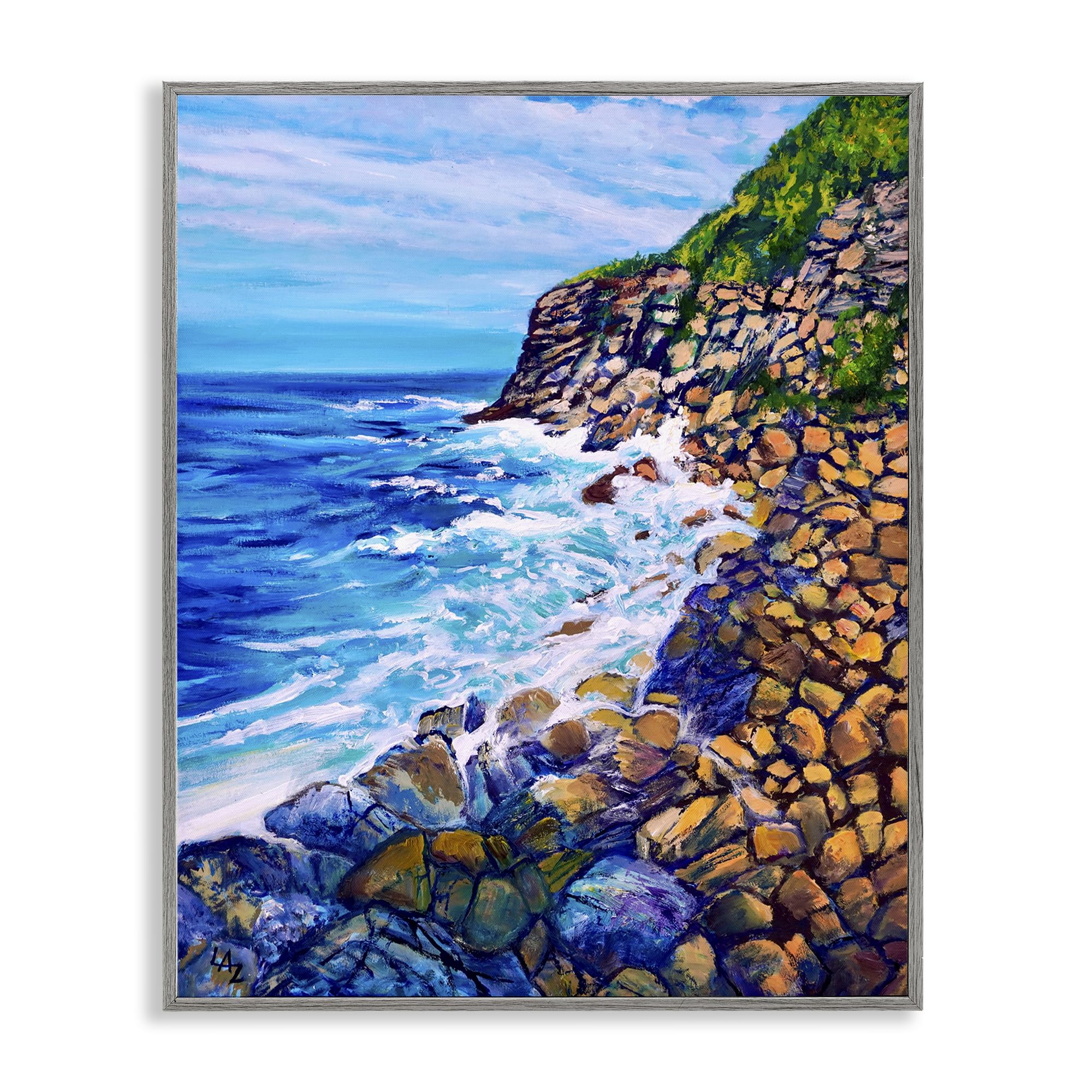 Stupell Industries 'Cliffside Ocean Spray', Framed Giclee Art, Gray, 24 x 30 Inches, Easy to Hang and Sturdy, Made in USA, by Lee Ann Zirbes