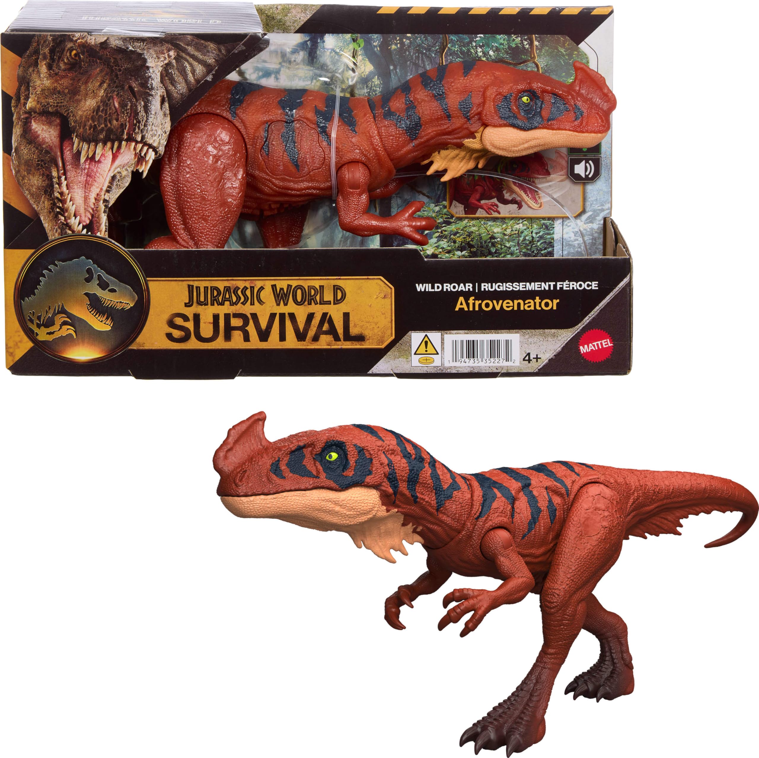 Mattel Jurassic World Wild Roar Afrovenator Dinosaur Figure