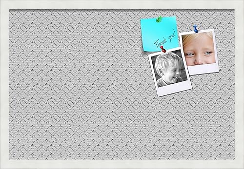 Miniatura 215 de PinPix Tablero de anuncios de corcho de 12 x 12 pulgadas. Este tablero decorativo enmarcado viene con diseño de círculos B W y un marco blanco