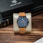 BY BENYAR Mens Watches Analog Quartz Chronograph Waterproof Men's Wrist Watches Fashion Designer Big Face Watch with Calendar Elegant Gifts for Men