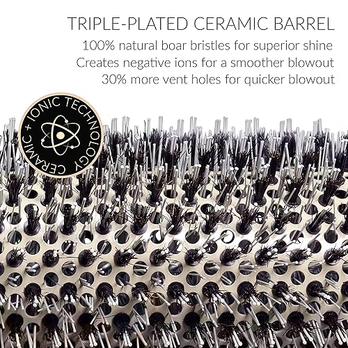 Miniatura 8 de Mr Big - Cepillo de pelo redondo extra largo y ancho para secado con soplado, cerdas de jabalí, barril térmico iónico, añade volumen y elimina el