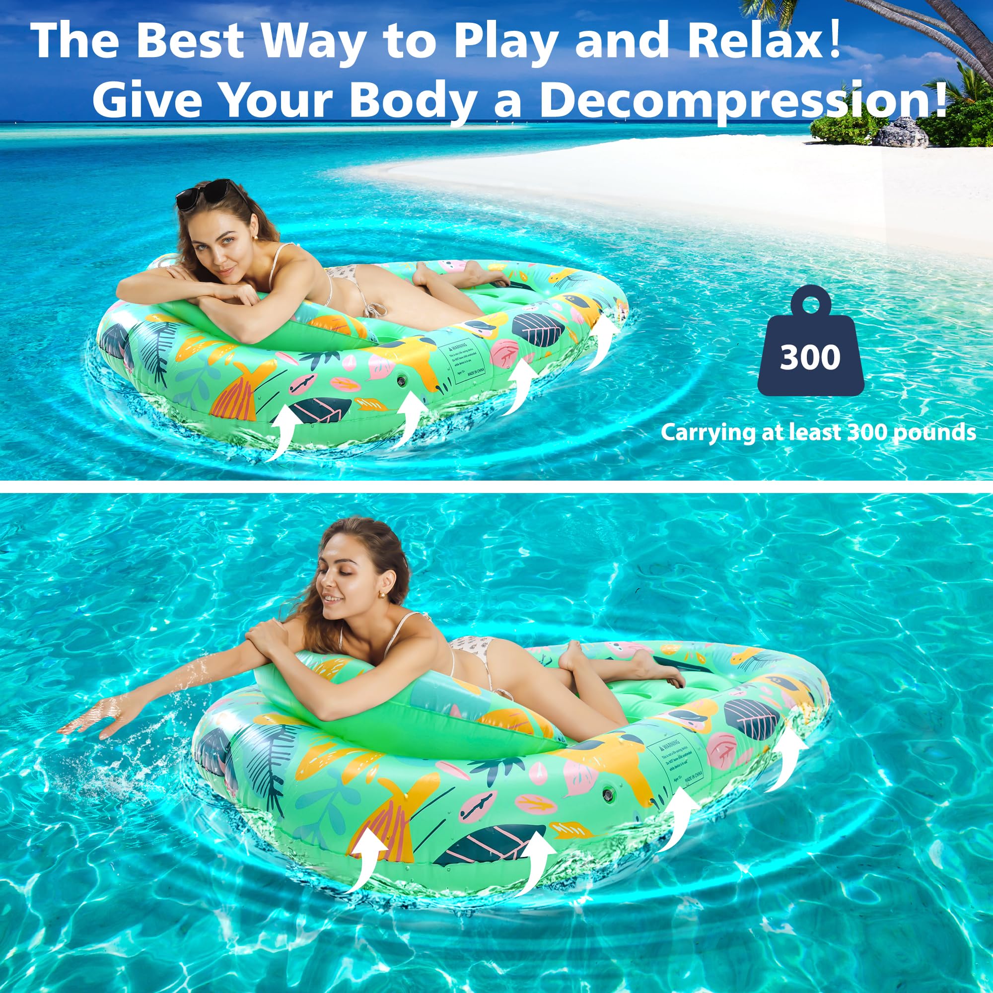 LUSARRYWILL 2 Pack Pool Floats Adult, 72