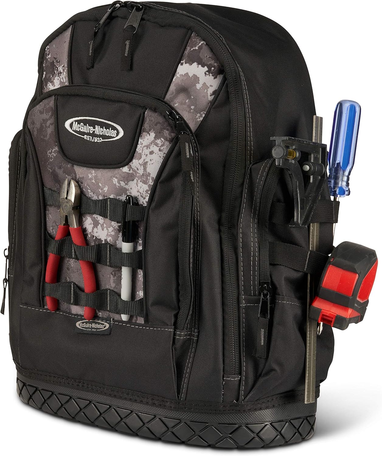 McGuire-Nicholas Tool Backpack | Tool Organization With Waterproof Base| Veil Camo Tac-Grey - MN-22419-VTG