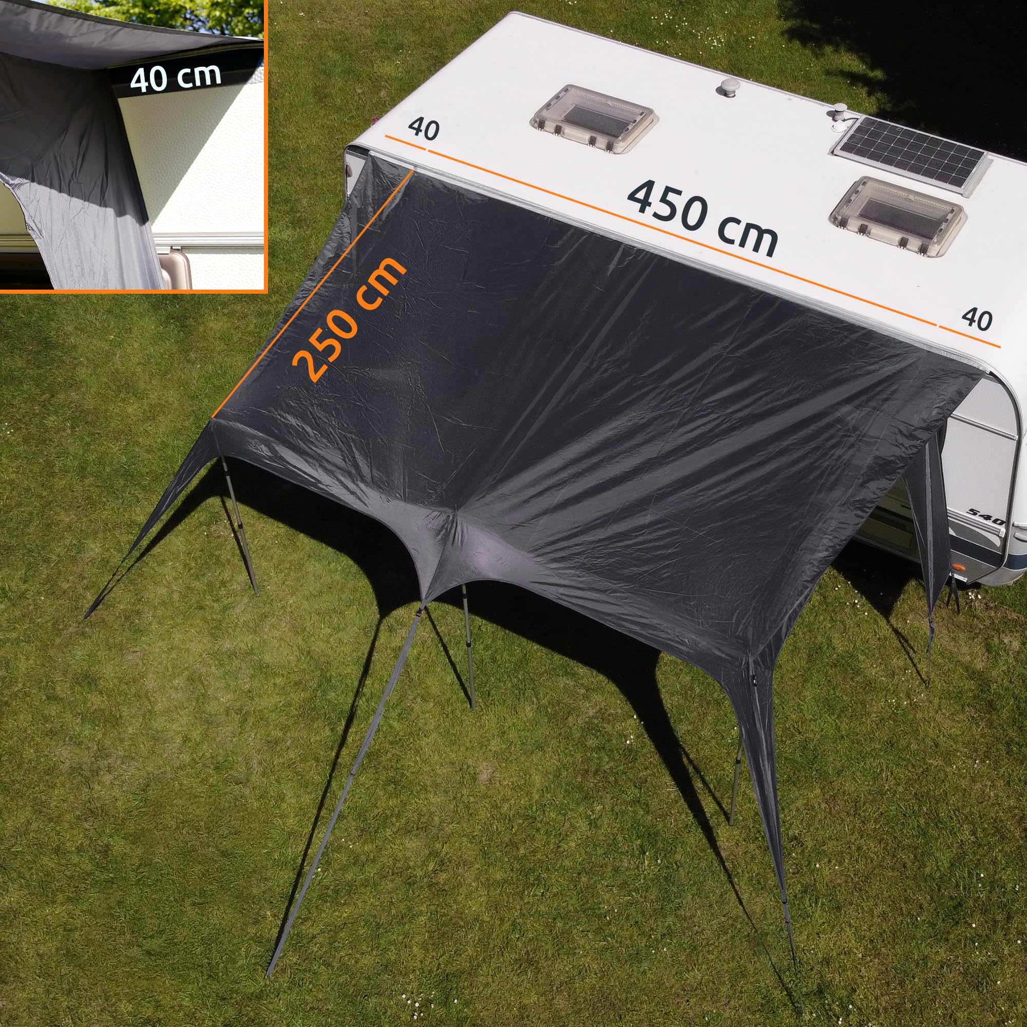 GEAR Scilla PES 450 x 250 Caravan Tarp Sonnensegel Wohnmobil Sonnendach