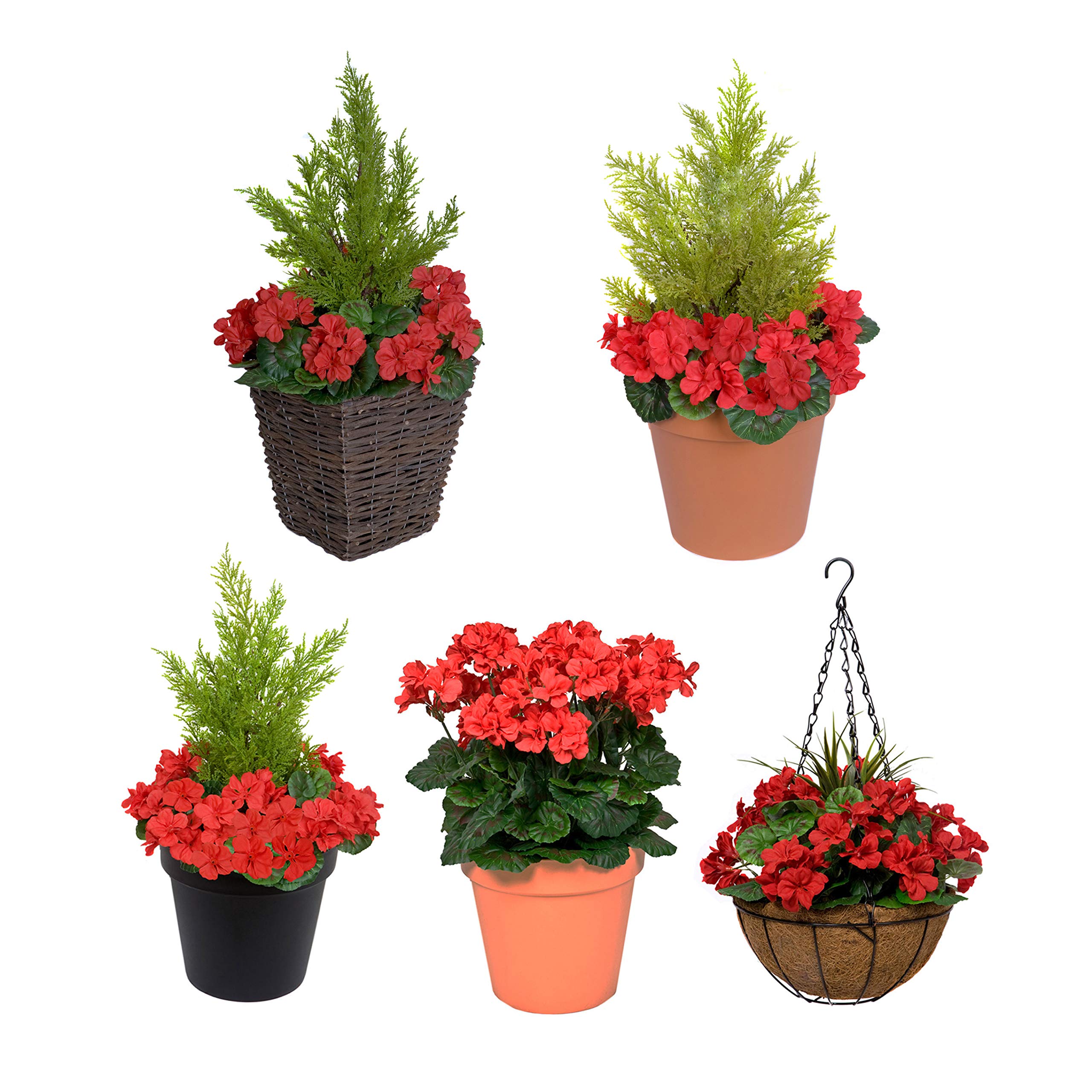 GreenBrokers 2 x Artificial Boxwood Spiral Trees in Black Pot 90cm/3ft