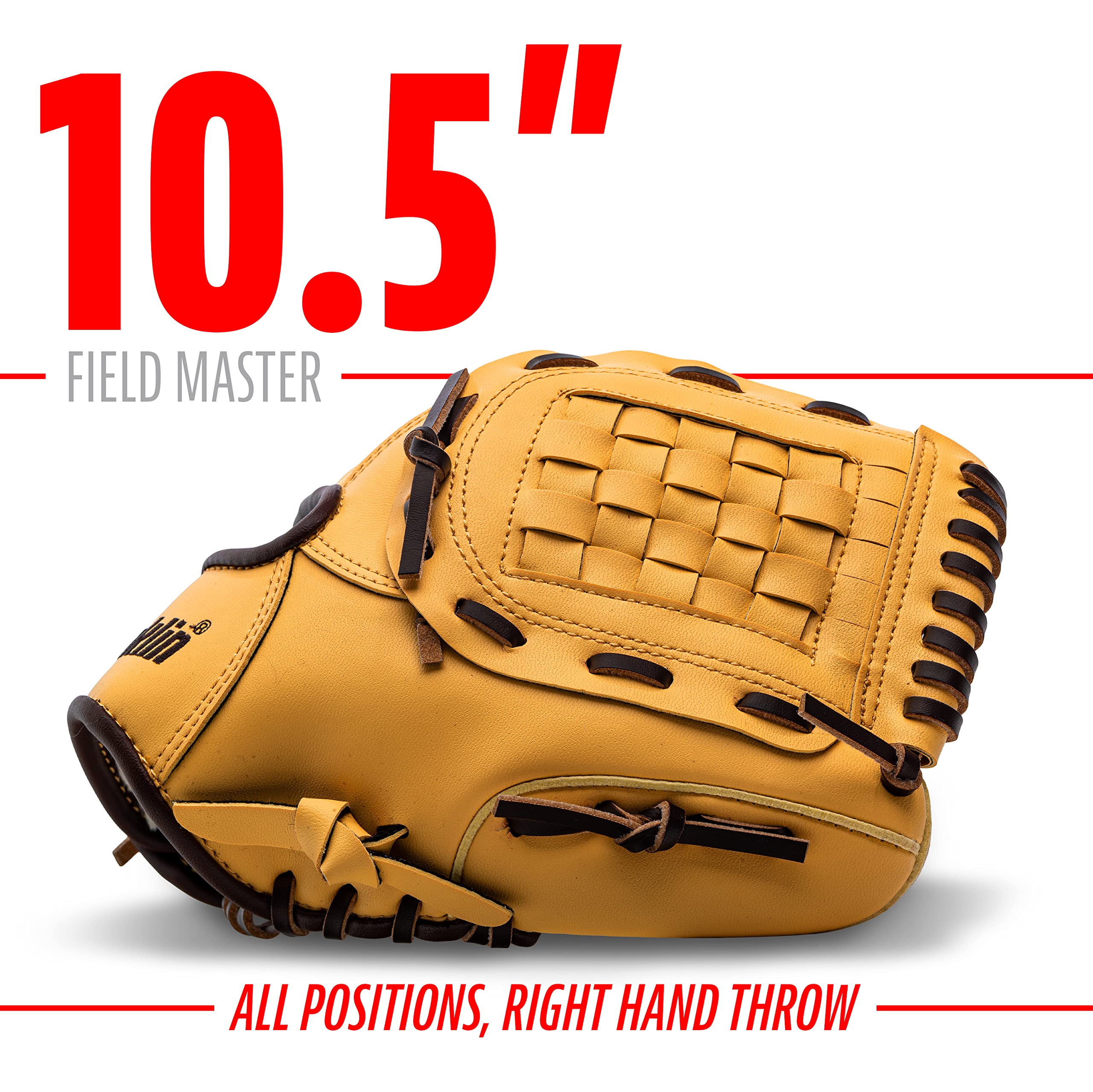 Franklin Sports Baseball + Softball Glove - Field Master Baseball + Softball Mitt - Adult + Youth Glove - Men's + Women's Baseball + Softball Gloves - Right Hand Throw - 10.5" - Camel Brown