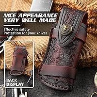 Vista 2 de Generic Bolsa plegable de cuero para cuchillos con funda plegable para cuchillos de 4 pulgadas y anillo para cinturón