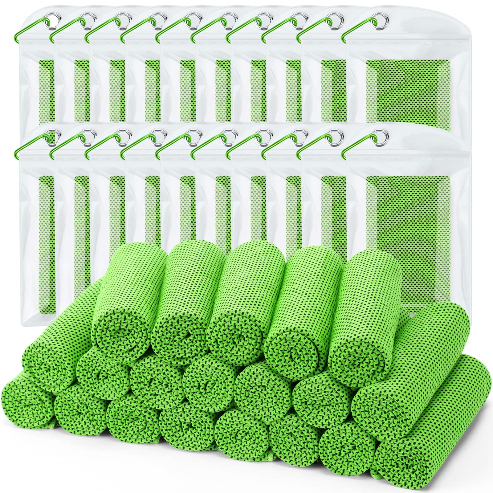 Toalla de enfriamiento (paquete de 20, 40 x 12 pulgadas) con bolsas para deportes