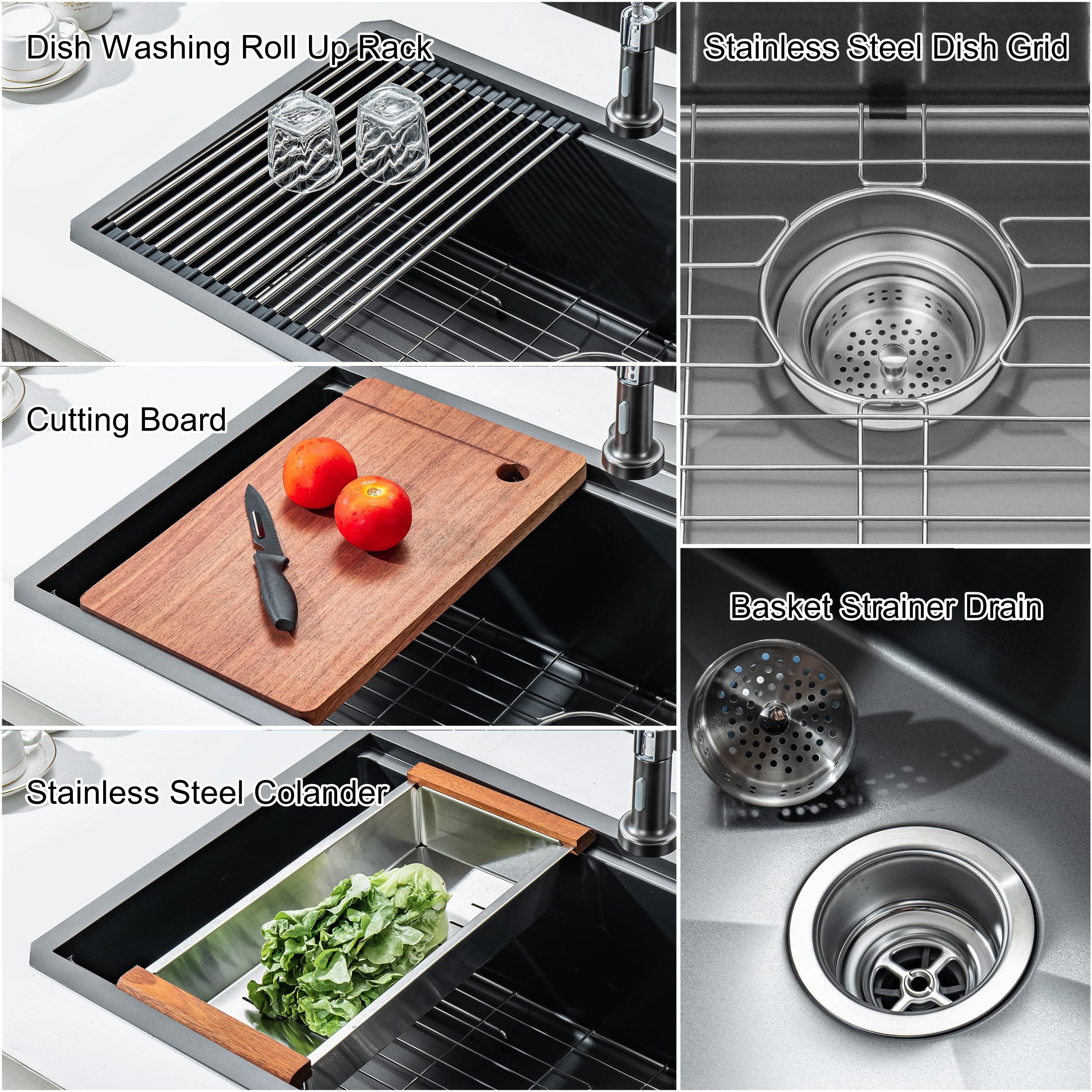 Fatspas 33 Inch Single Bowl Drop In Kitchen Sink, Stainless