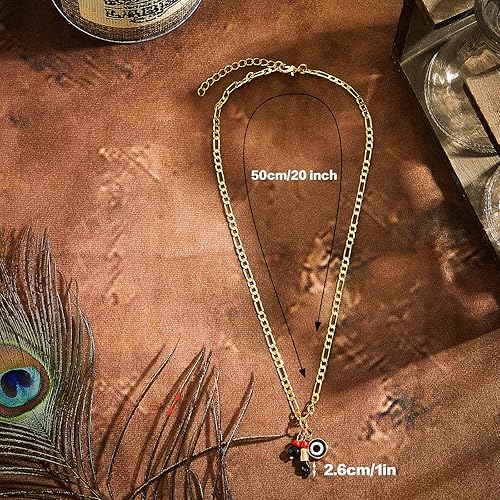 Miniatura 2 de MTLEE 3 piezas chapado en oro Azabache Collar contra el mal de ojo Figa Protección Joyería, Acero inoxidable, Aleación.