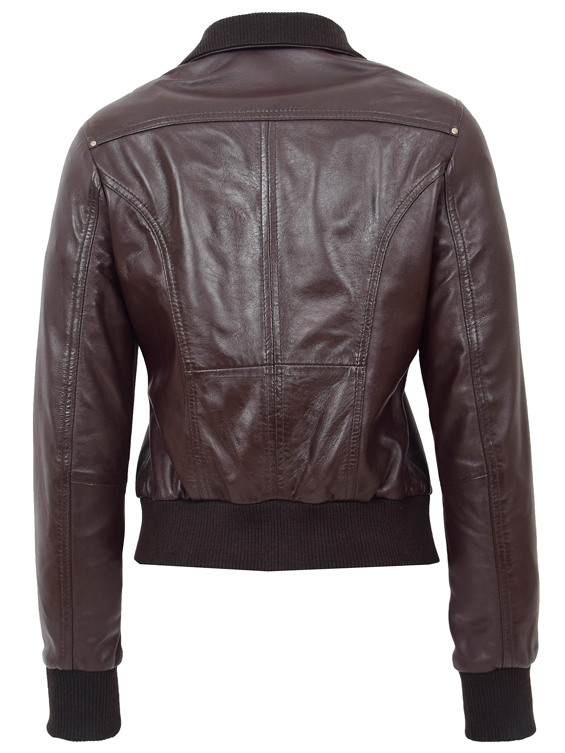 Veste bomber ajustée en cuir véritable pour femme