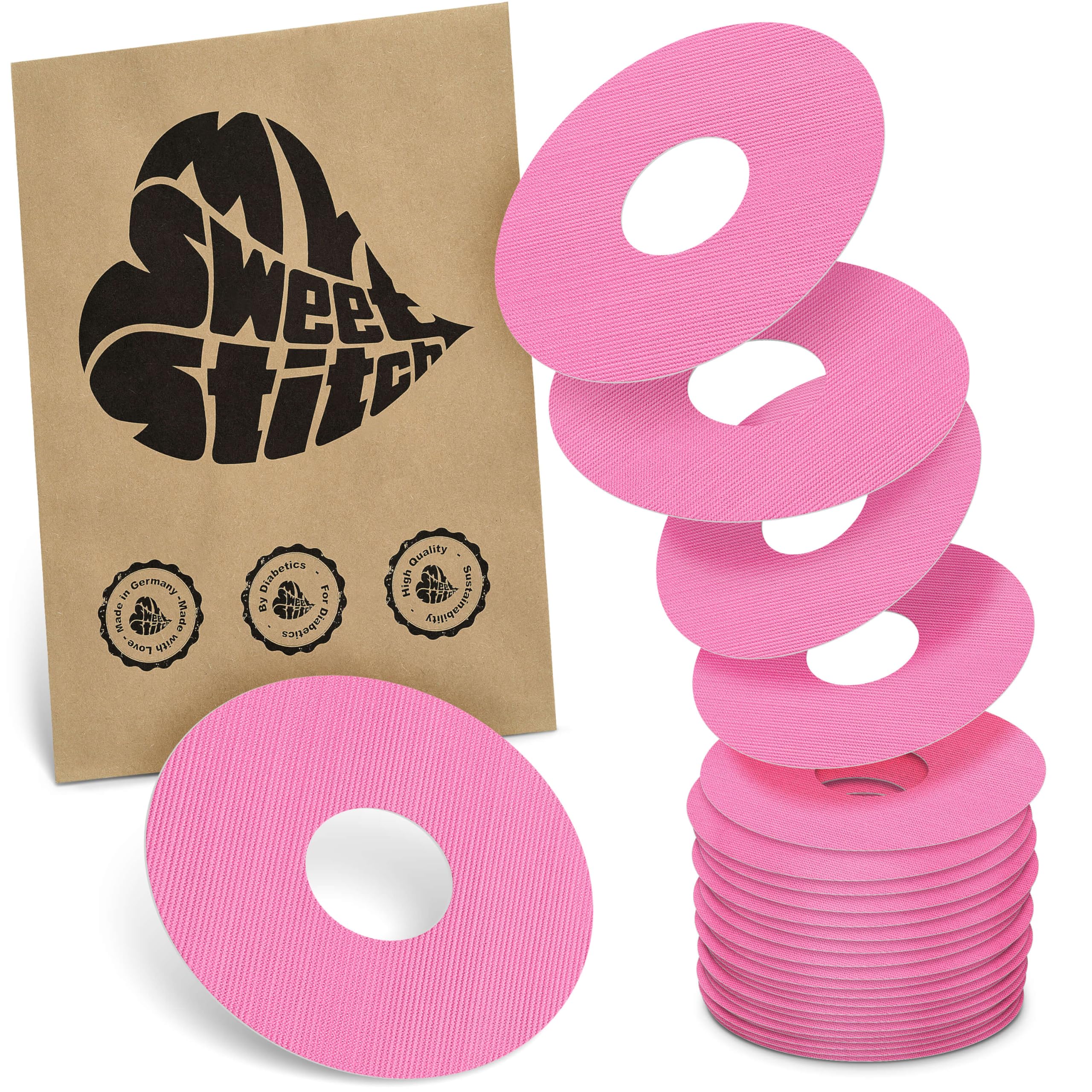 MySweetStitch, 25 x Freestyle Libre 3 Round Patches, Ring Patch diameter 60mm, Inner diameter 20mm, Waterproof, Breathable