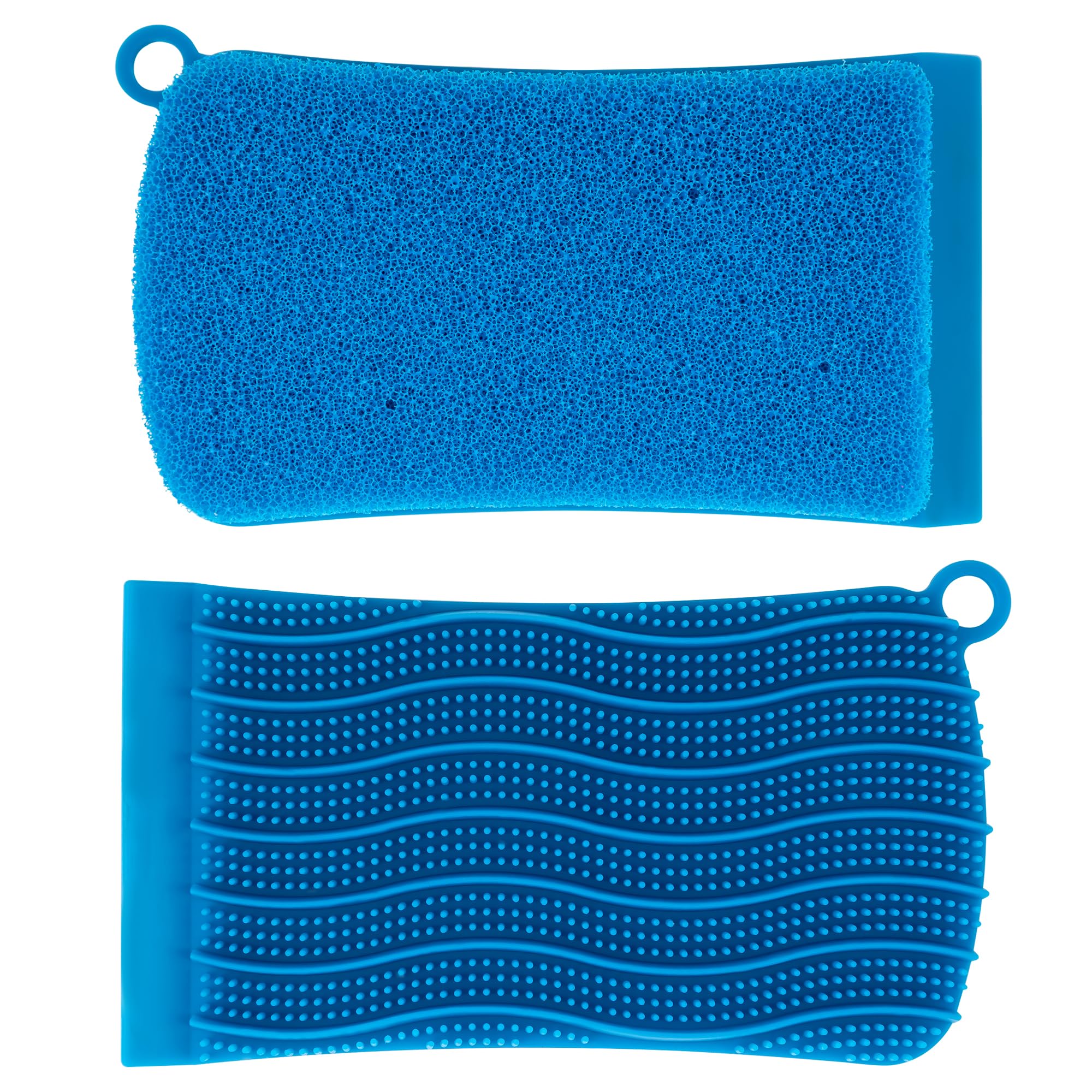 Gudahower Silicone Sponge Dishwasher Brush, Soft and Hard Double-Sided Dishwasher Brush, Good for Kitchen Cleaning (Blue)