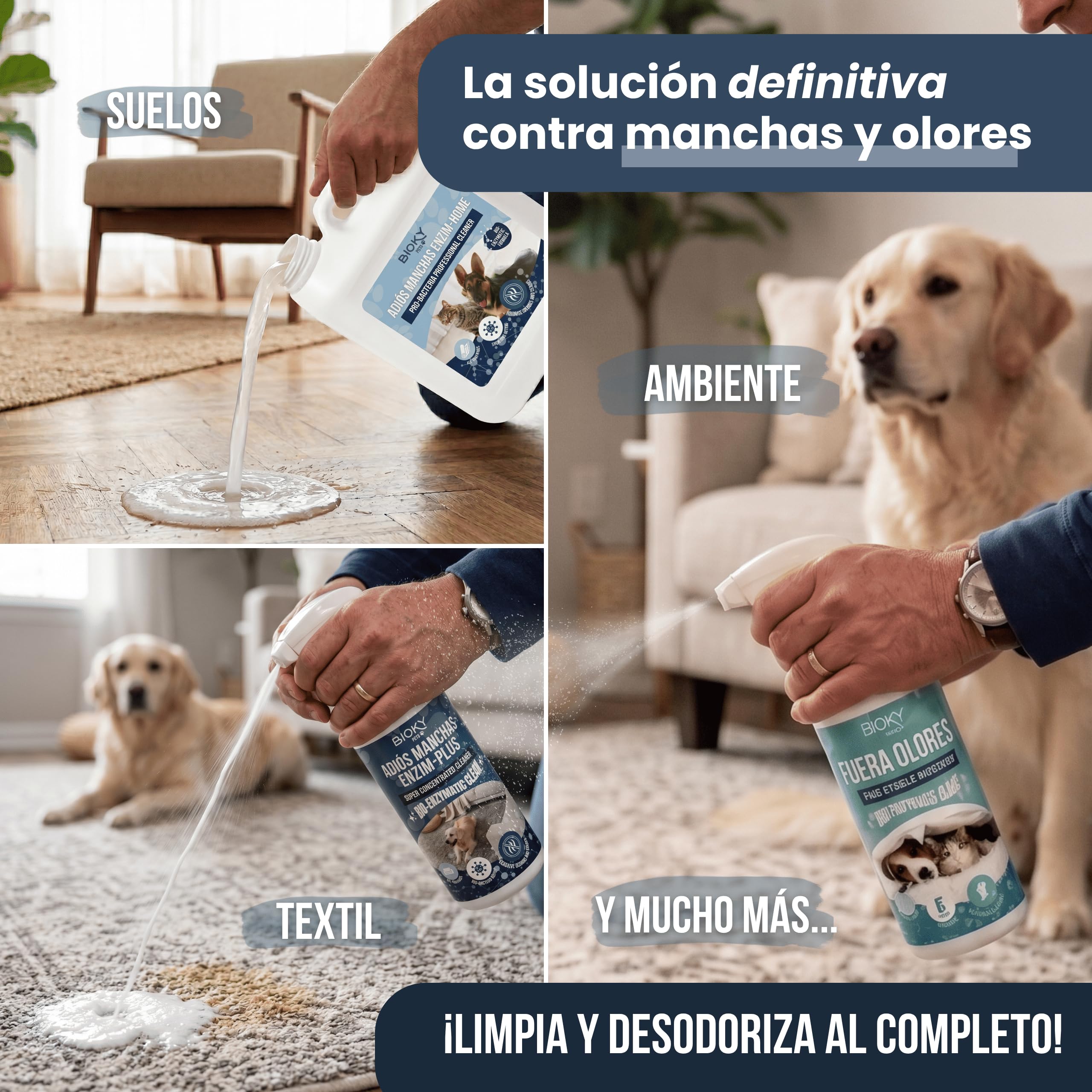 Kit 3 Limpiadores Enzimáticos - Elimina Orina Mascotas, Perros y Gatos