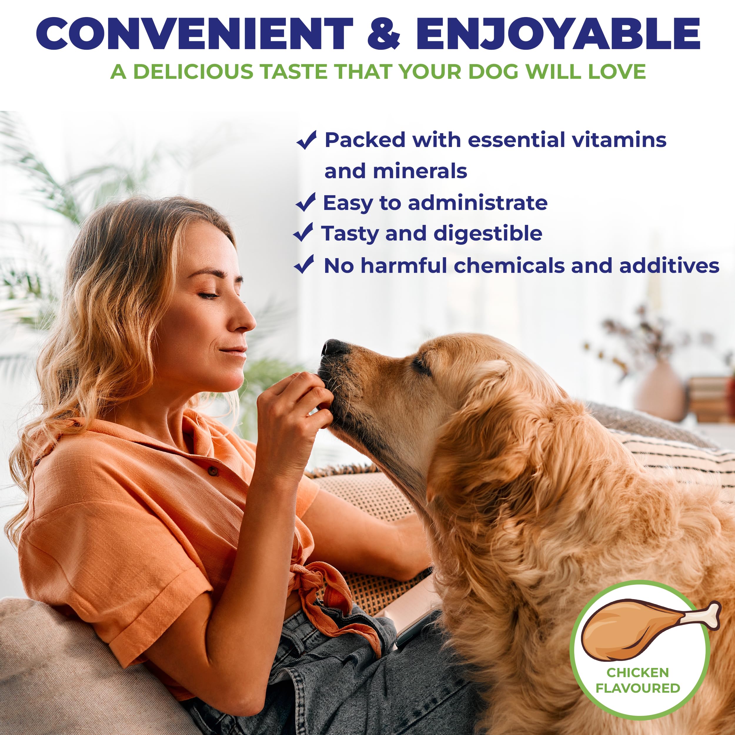 Complément Grossesse pour Chiens – Vitamines Prénatales Naturelles pour Mamans et Chiots en Bonne Santé – Acide Folique, Fer, Calcium – 90 Comprimés à Croquer au Goût Poulet