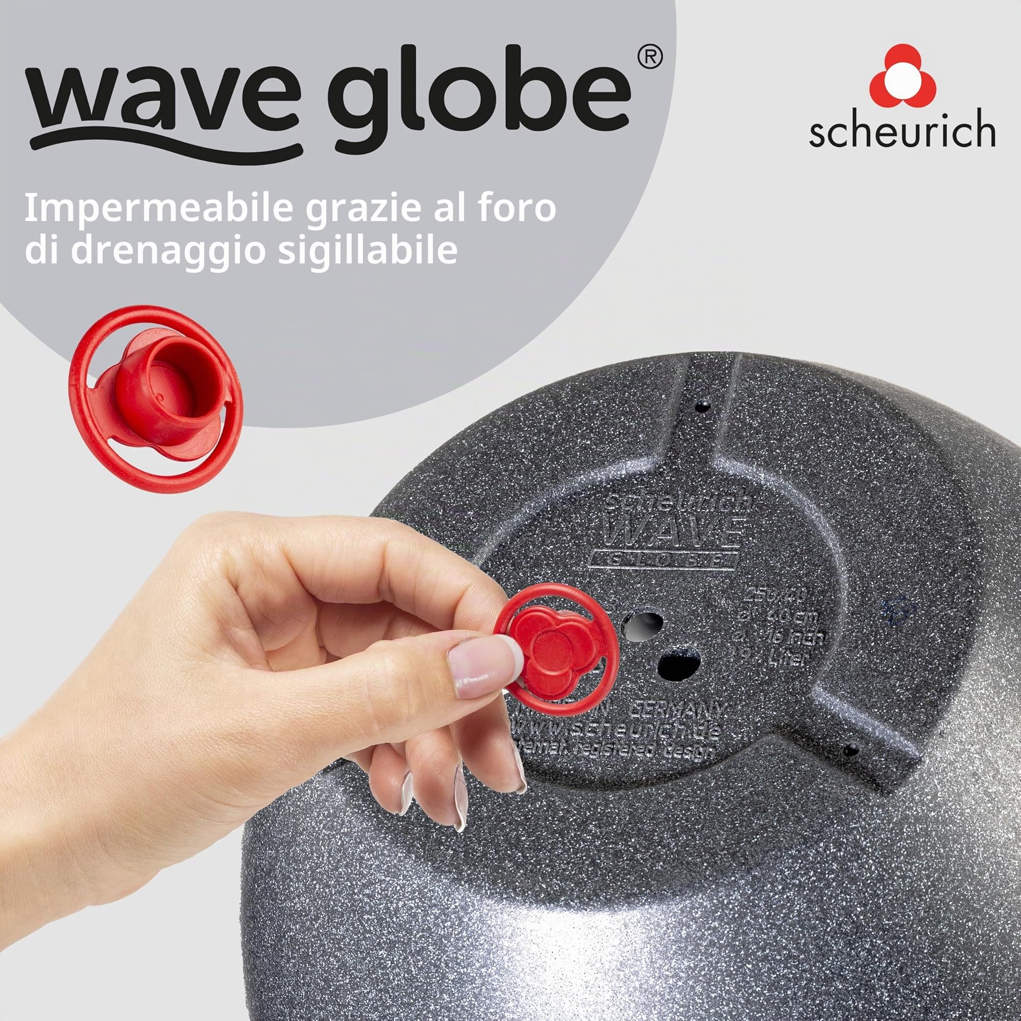 Scheurich - Wave Globe, Portavaso in plastica, effetto granito, colore: Grigio scuro (Schwarz-Granit), Ø 60 cm, altezza: 45 cm