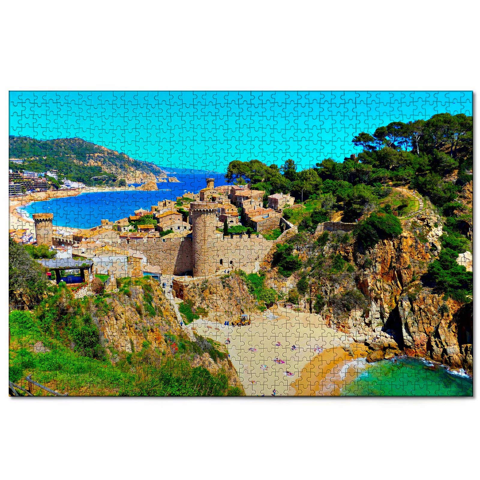 Jigsaw Puzzles Spain Tossa De Mar 500 Piece Jigsaw Puzzle for Adults and Family Travel Gift Souvenir 52x38CM