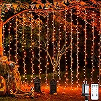 Vista 13 de JMEXSUSS - Cadena de luces de Navidad rojas y blancas de 300 LED con control remoto, luces de cortina de Navidad de 9.8x9.8 pies, enchufe, 8 modos