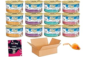 Fancy Feast Creamy Delights (4) 12-count case & mouse toy & health guide