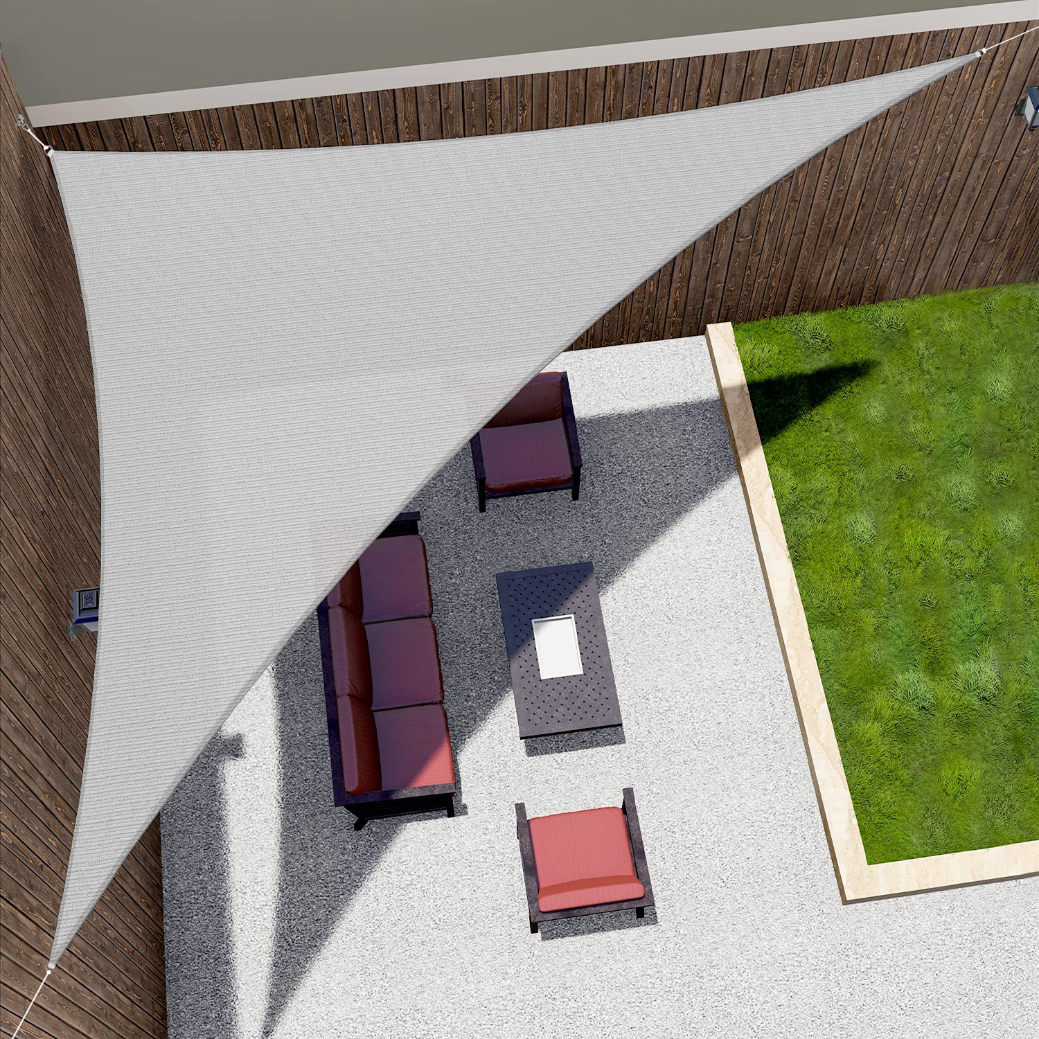 FLORALEAF Right Triangle Sun Shade Sail Light Grey 12'x12'x17' Air Permeable Shade Cloth Heavy Duty Canopy Awning for Patio Backyard Lawn Garden