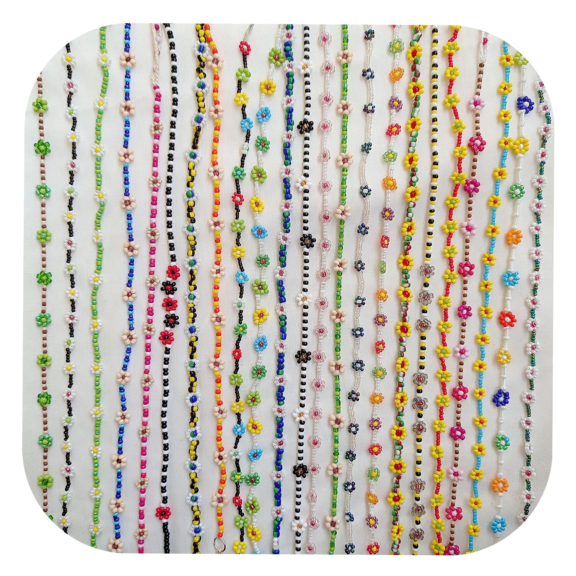 Womens Daisy Colourful Handmade Flower Glass and Seed Boho and Hippie Beaded Bracelet (BR-16) (B09FGRYFBG) Amazon Price History, Amazon Price Tracker