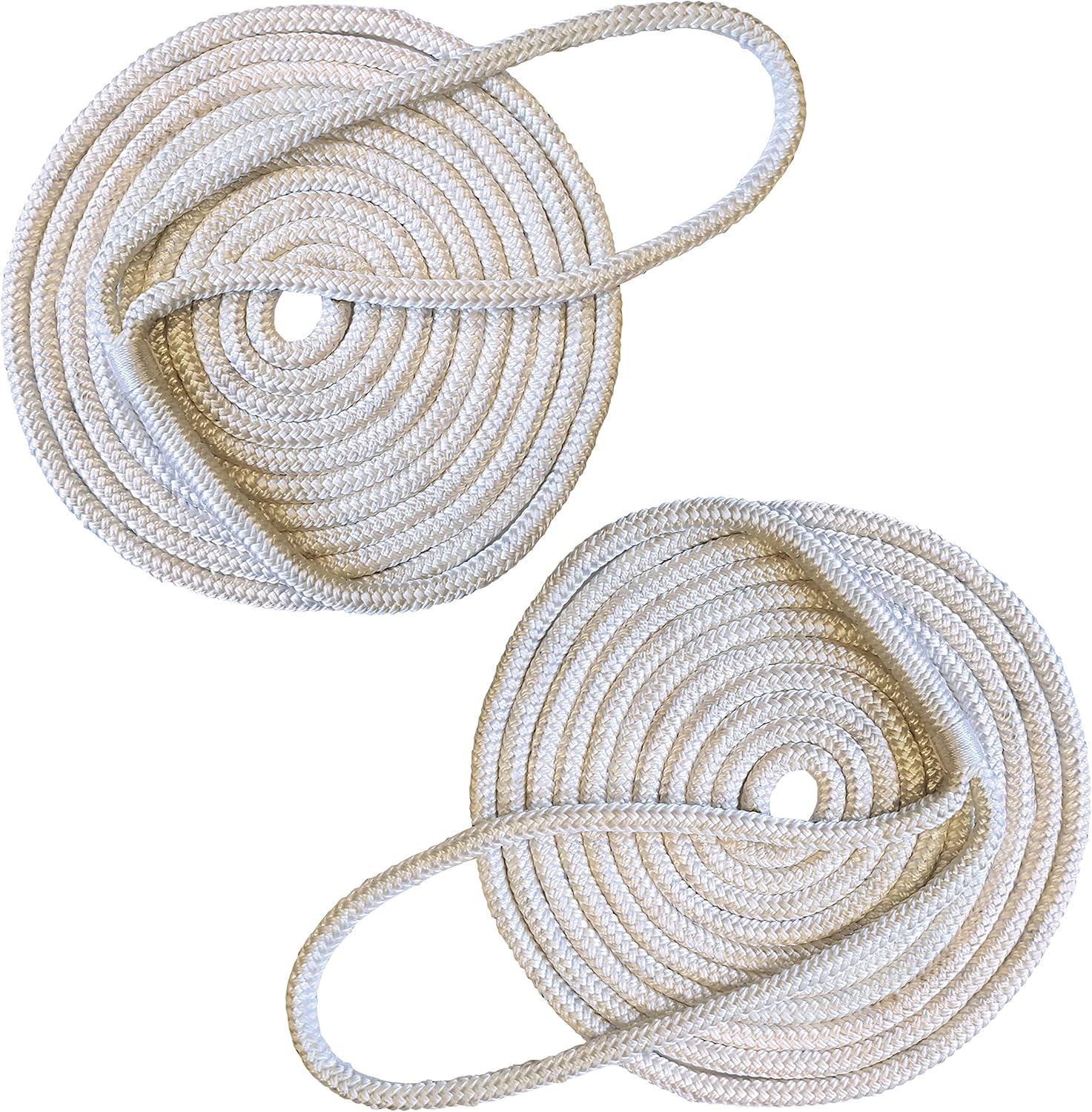 Tommy Docks 15 ft Dock Line with 4,400 lb Break Strength - 3/8 in Thick Double Braided Nylon Marine Rope Accessory - 12 in Eye Splice for Docking Boats and Yachts