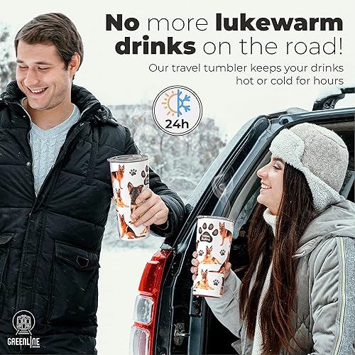 Miniatura 2 de Greenline Goods Vaso aislado de pastor alemán con tapa, 20 onzas, perfecto para mamás de perros, papás, amantes, taza aislada de pastor alemán,