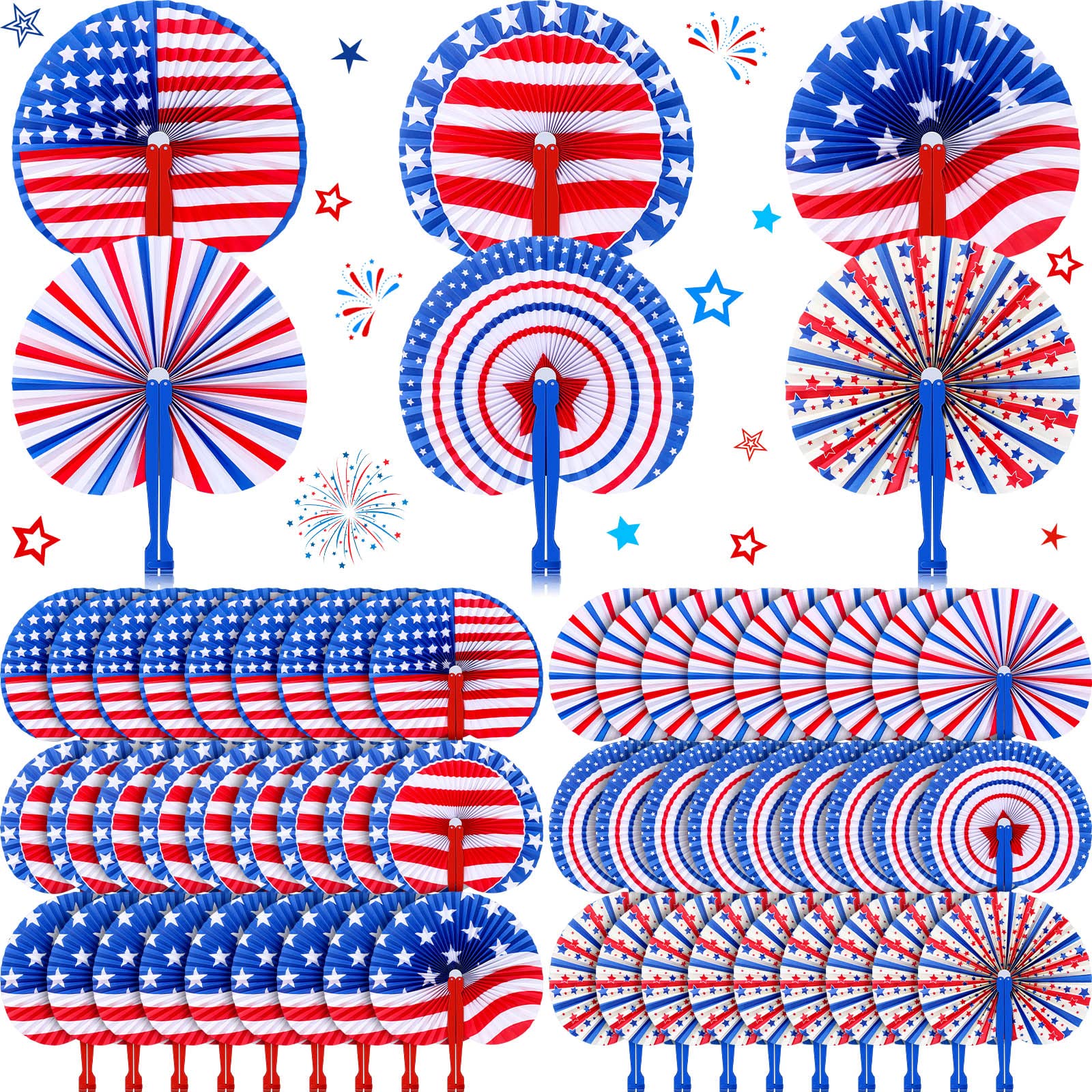 Éventails de fête du 4 juillet patriotique à offrir aux invités de soirées américaines