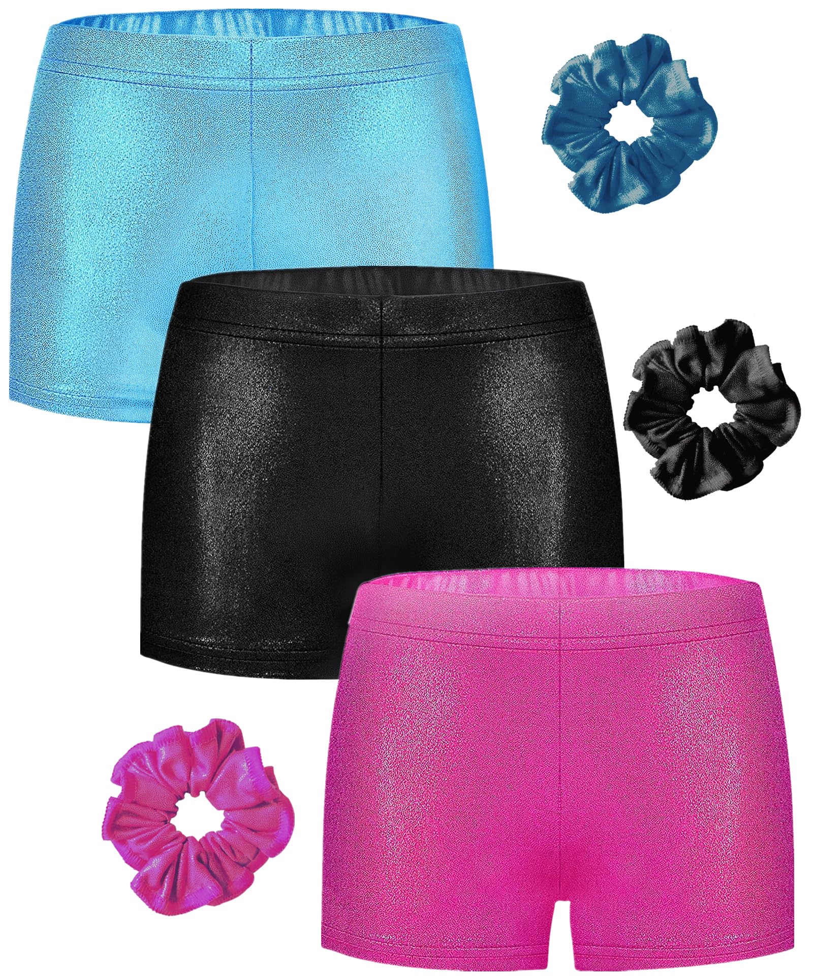 BYONEME Girls Dance Short for Gymnastics Athletic Shorts Sparkle Glitter Tumbling Bottoms 2-3T