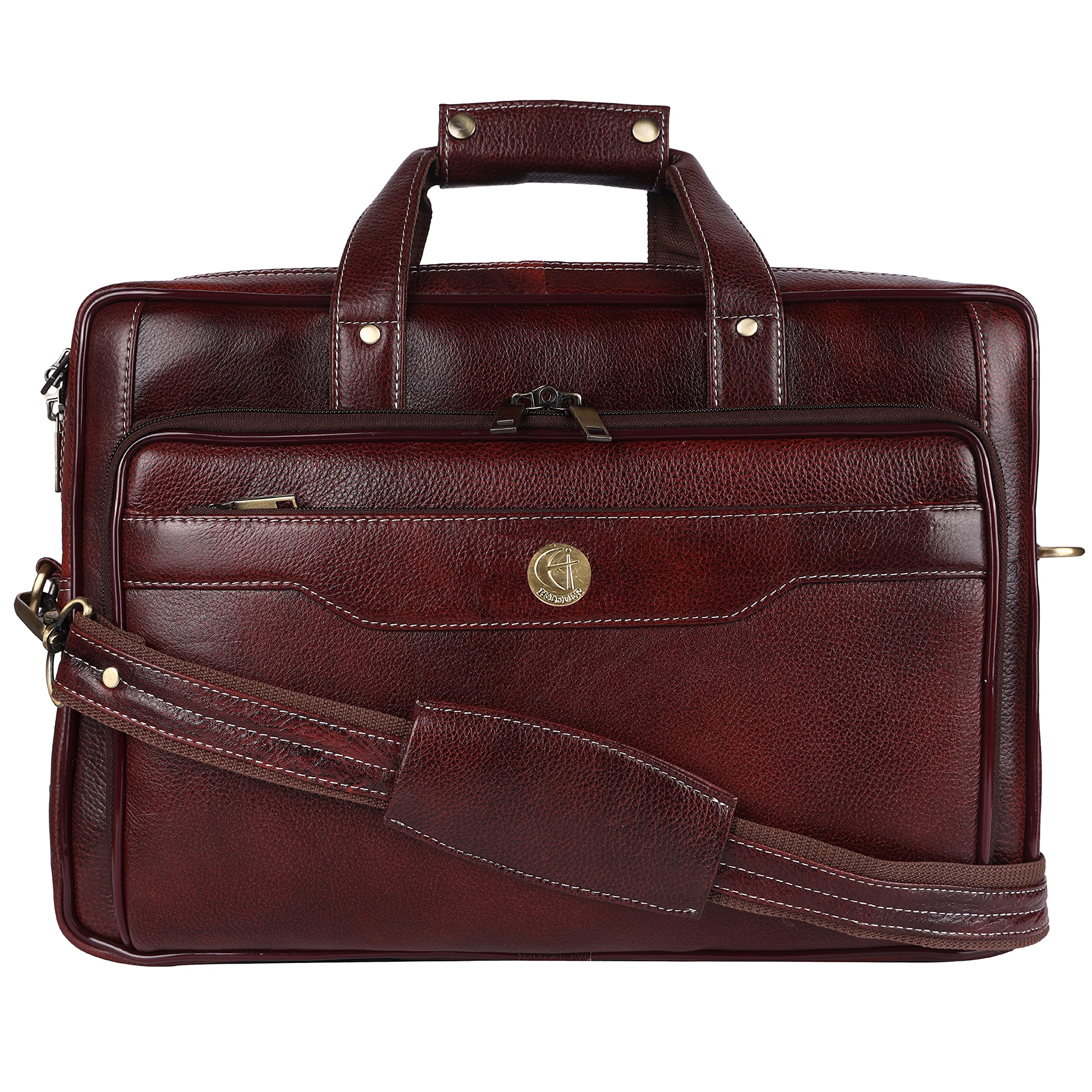 HiLeder 100% Pure Genuine Premium NDM Leather 15 inch Stylish Briefcase Travel Laptop Messenger Satchel Bag for both Men and Women (Brown) (B09BBCLTBD) Amazon Price History, Amazon Price Tracker