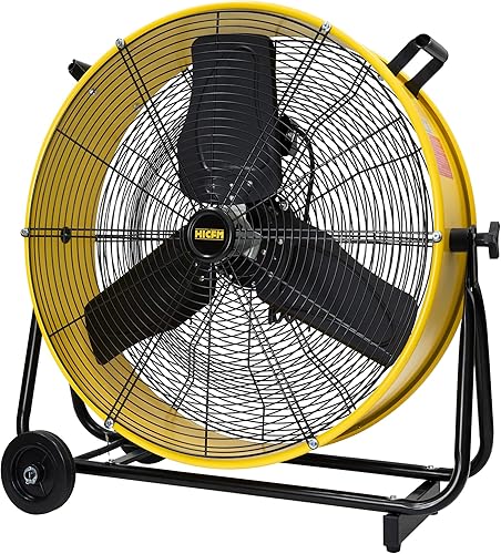 Miniatura 12 de HiCFM Ventilador de tambor industrial de 61 cm, 8800 CFM de alta velocidad, ventilador de aire de metal resistente de 3 velocidades con ruedas para